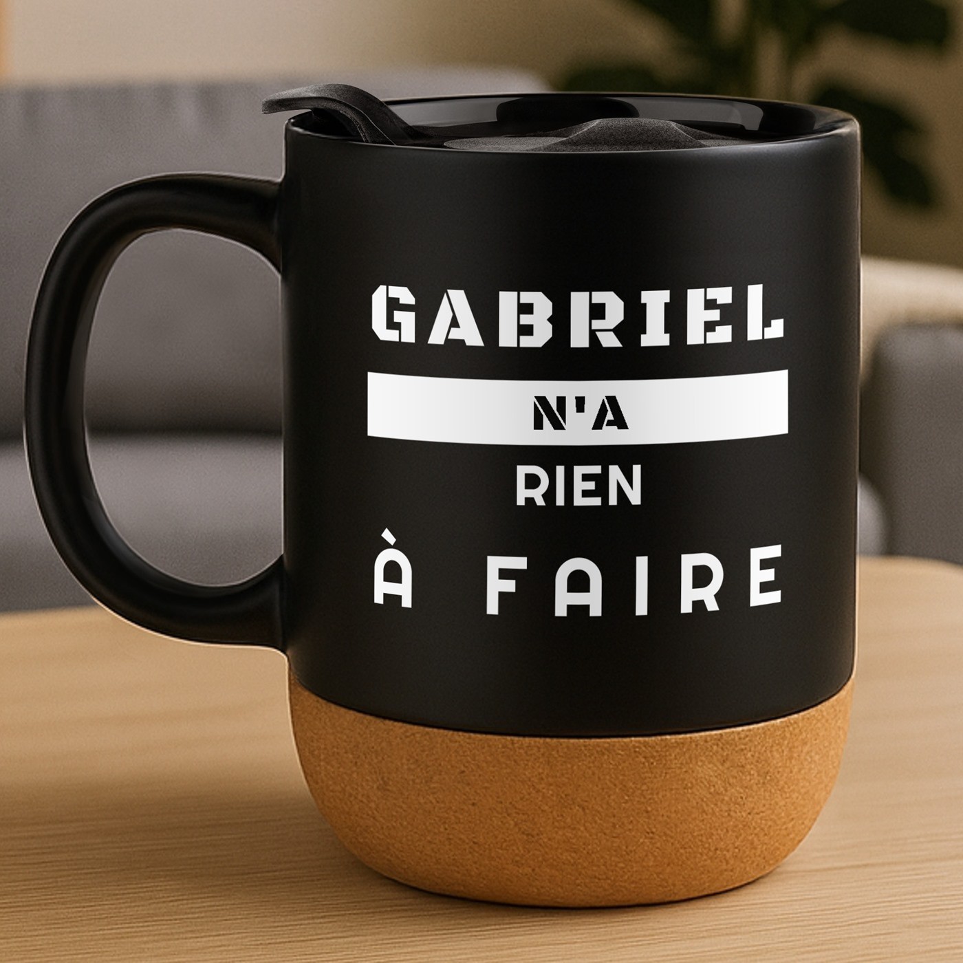 Taza de cerámica negra Murrano con tapa para jubilación de ingeniero de cumpleaños