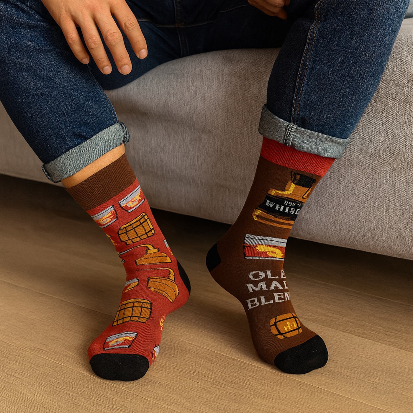 Calcetines Murrano con motivo de whisky, talla 38-42