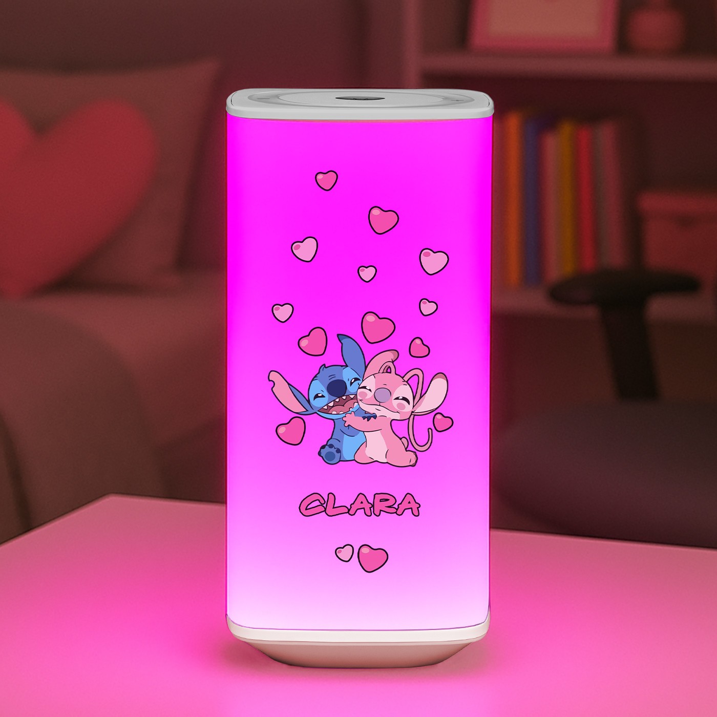 Lámpara de noche LED Murrano con impresión de Stitch y Ángel