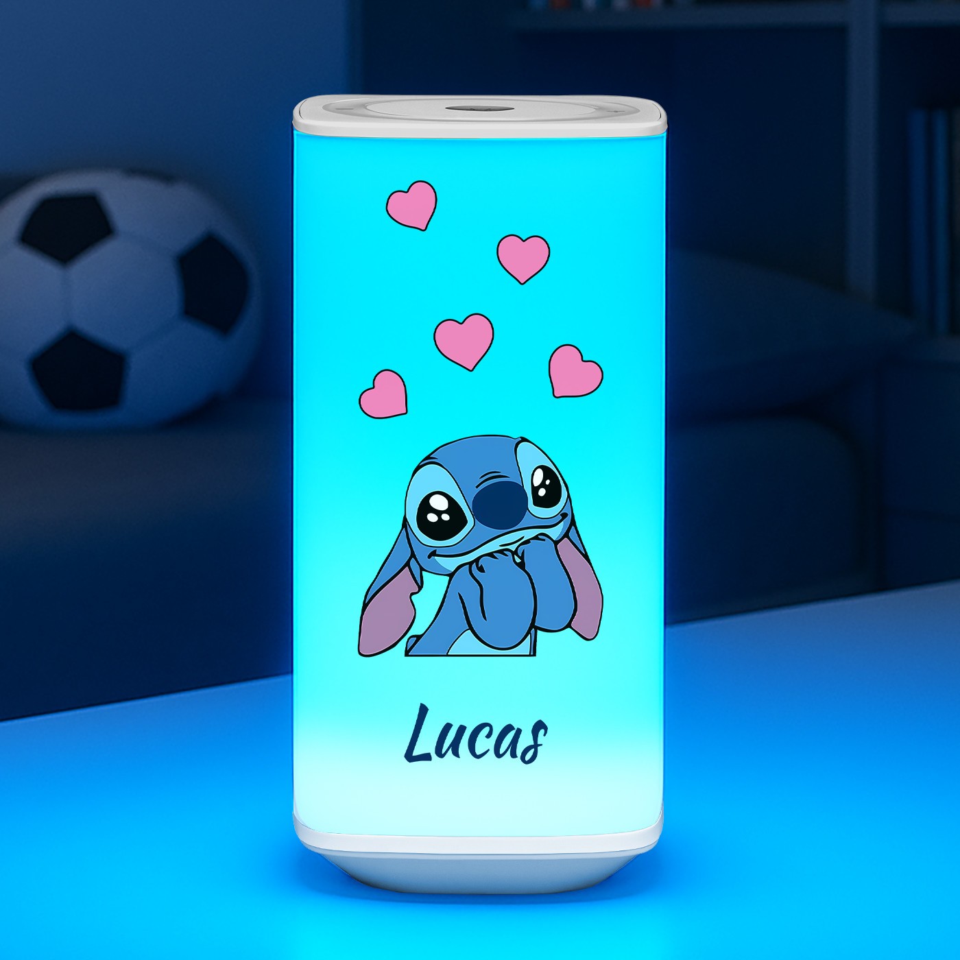 Lámpara de noche LED Murrano con impresión Stitch para él