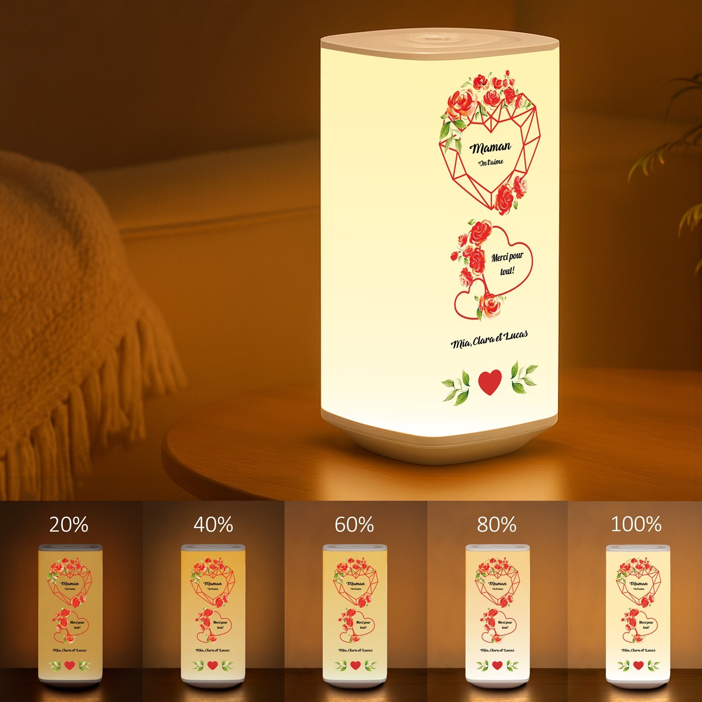 Murrano LED Night Light with Personalized Print for Mom