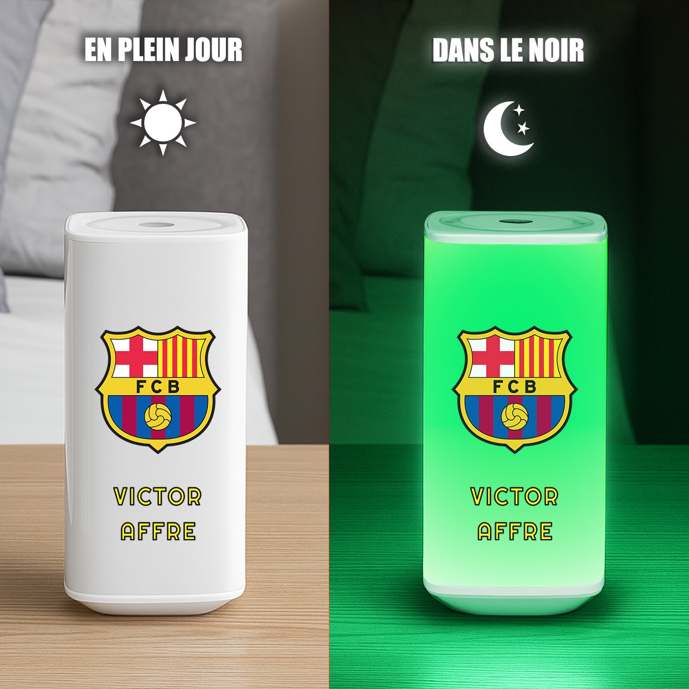 Veilleuse LED FC Barcelone avec impression personnalisée