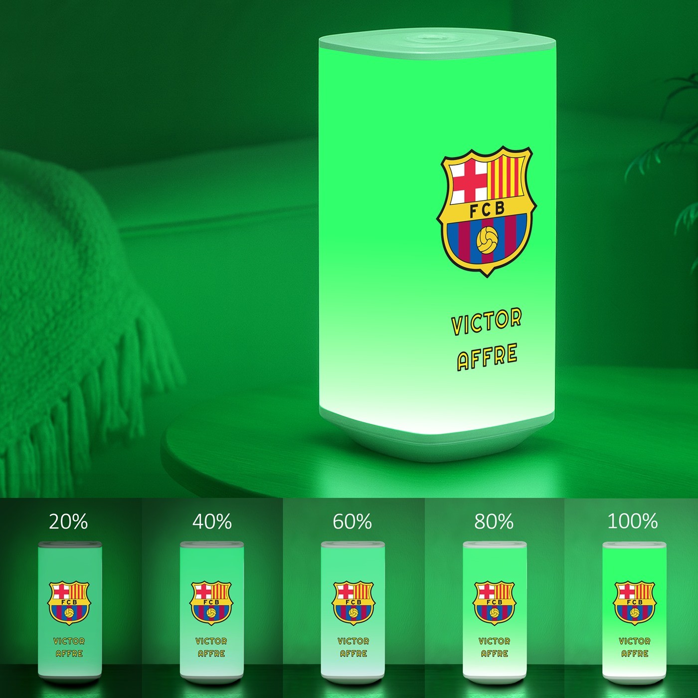 Veilleuse LED FC Barcelone avec impression personnalisée
