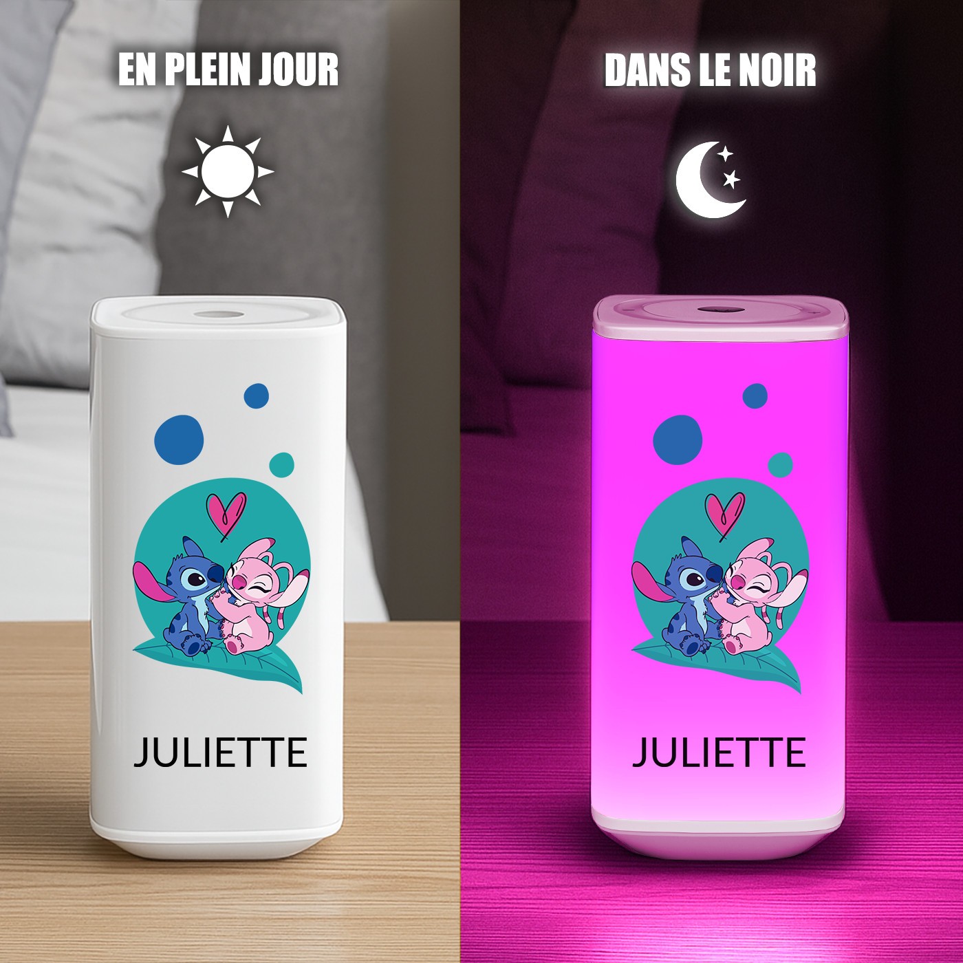 Murrano LED Night Light with Stitch and Angel Print for Kids