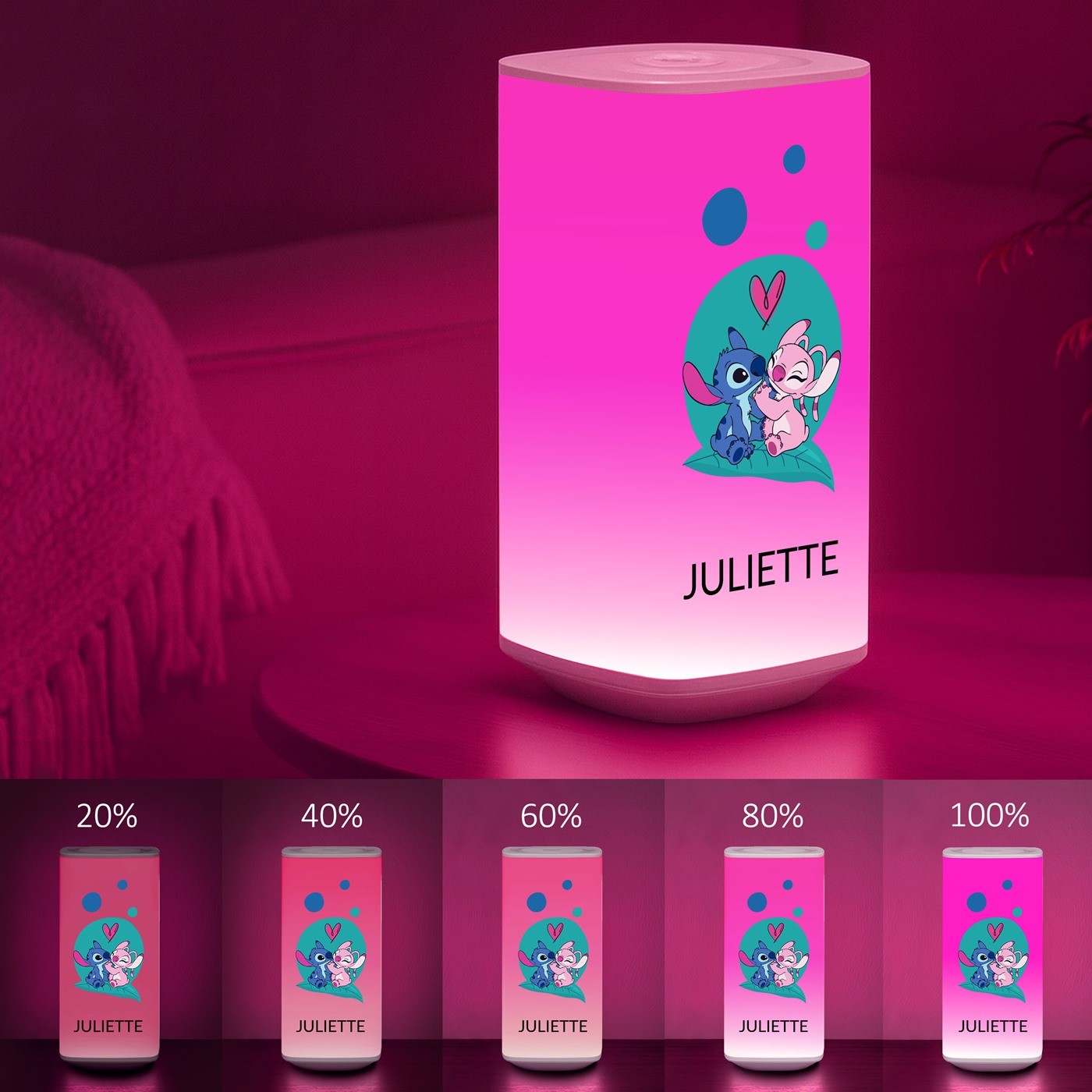 Murrano LED Night Light with Stitch and Angel Print for Kids