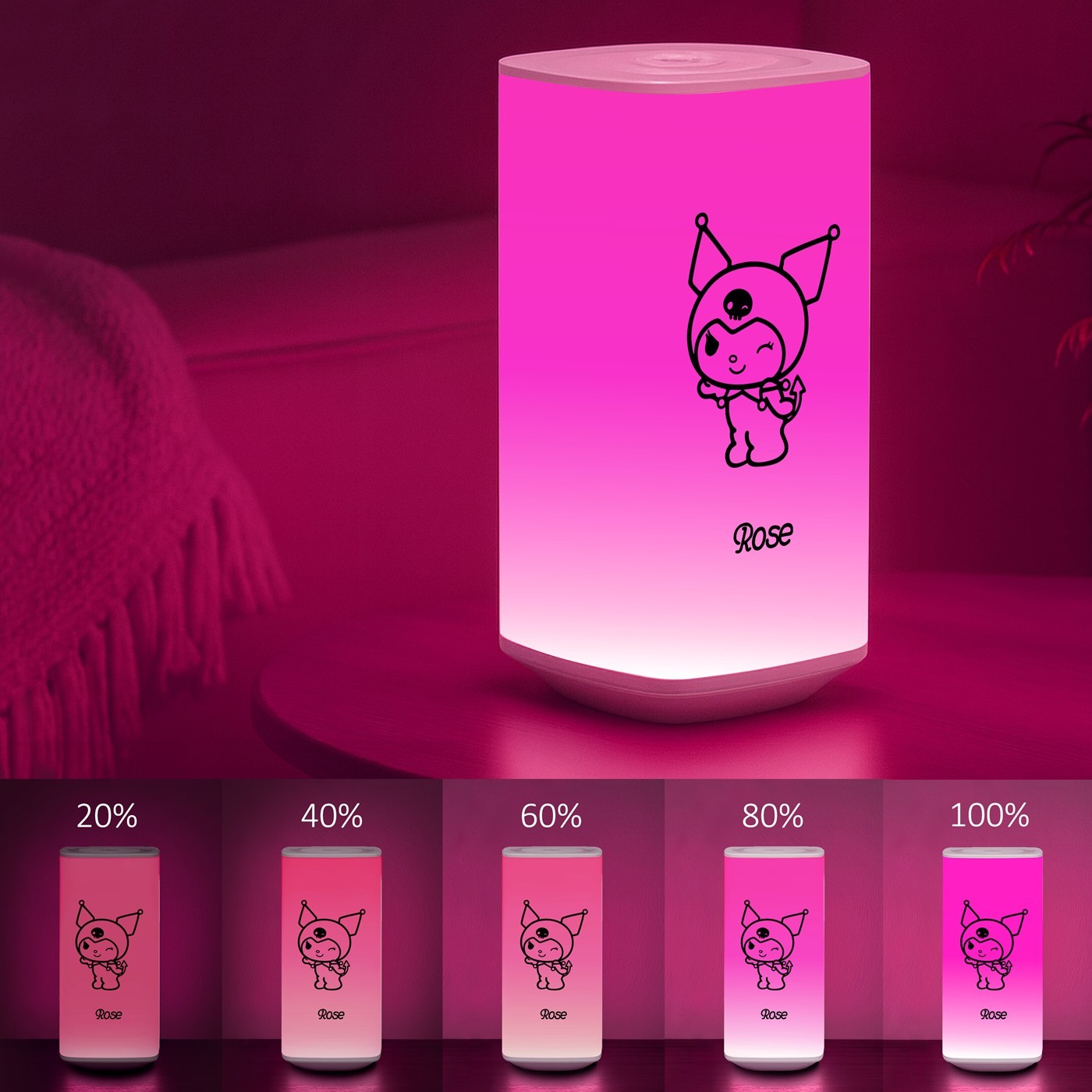 LED Night Light with Kuromi Print for Little Girls