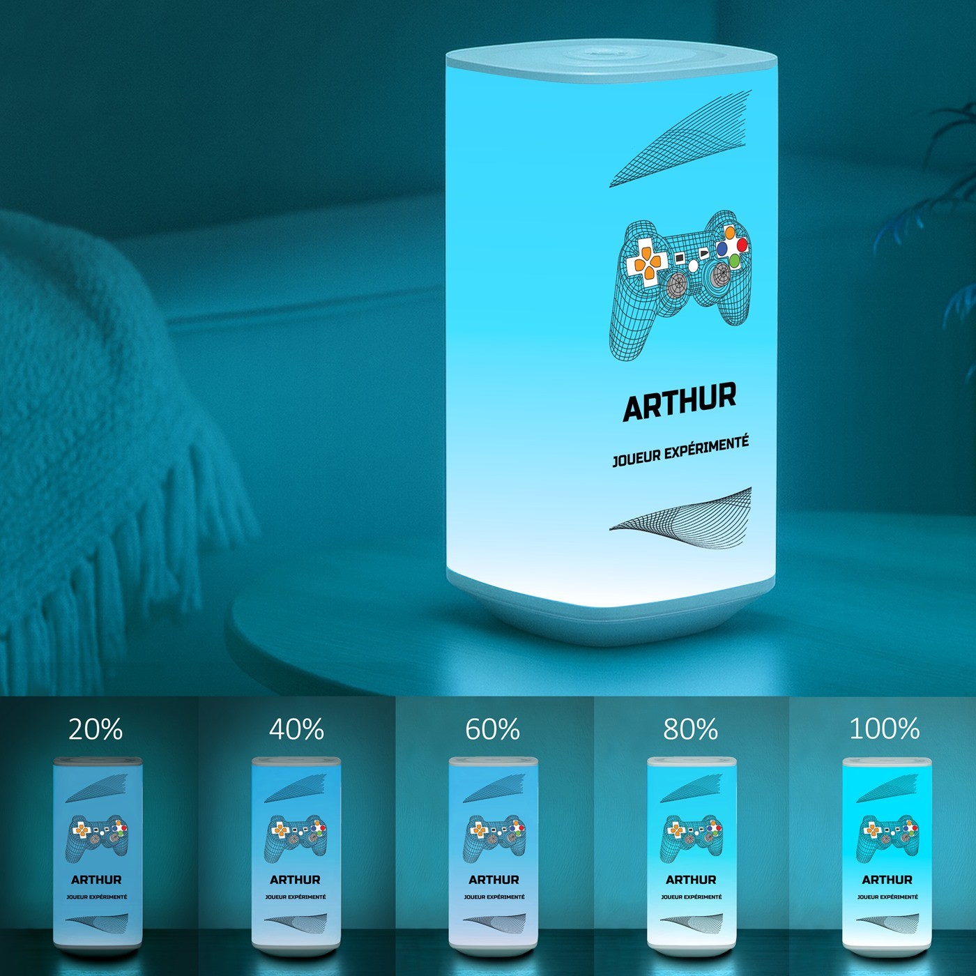 Lámpara de noche LED con impresión personalizada para jugadores apasionados