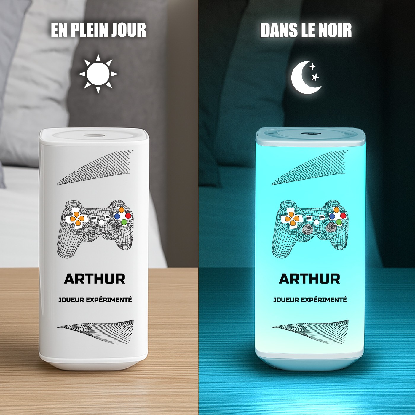 Lámpara de noche LED con impresión personalizada para jugadores apasionados