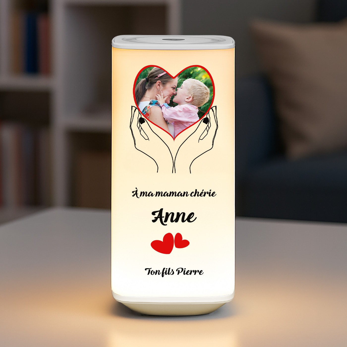 Lámpara de noche LED Murrano personalizada con foto para mamá