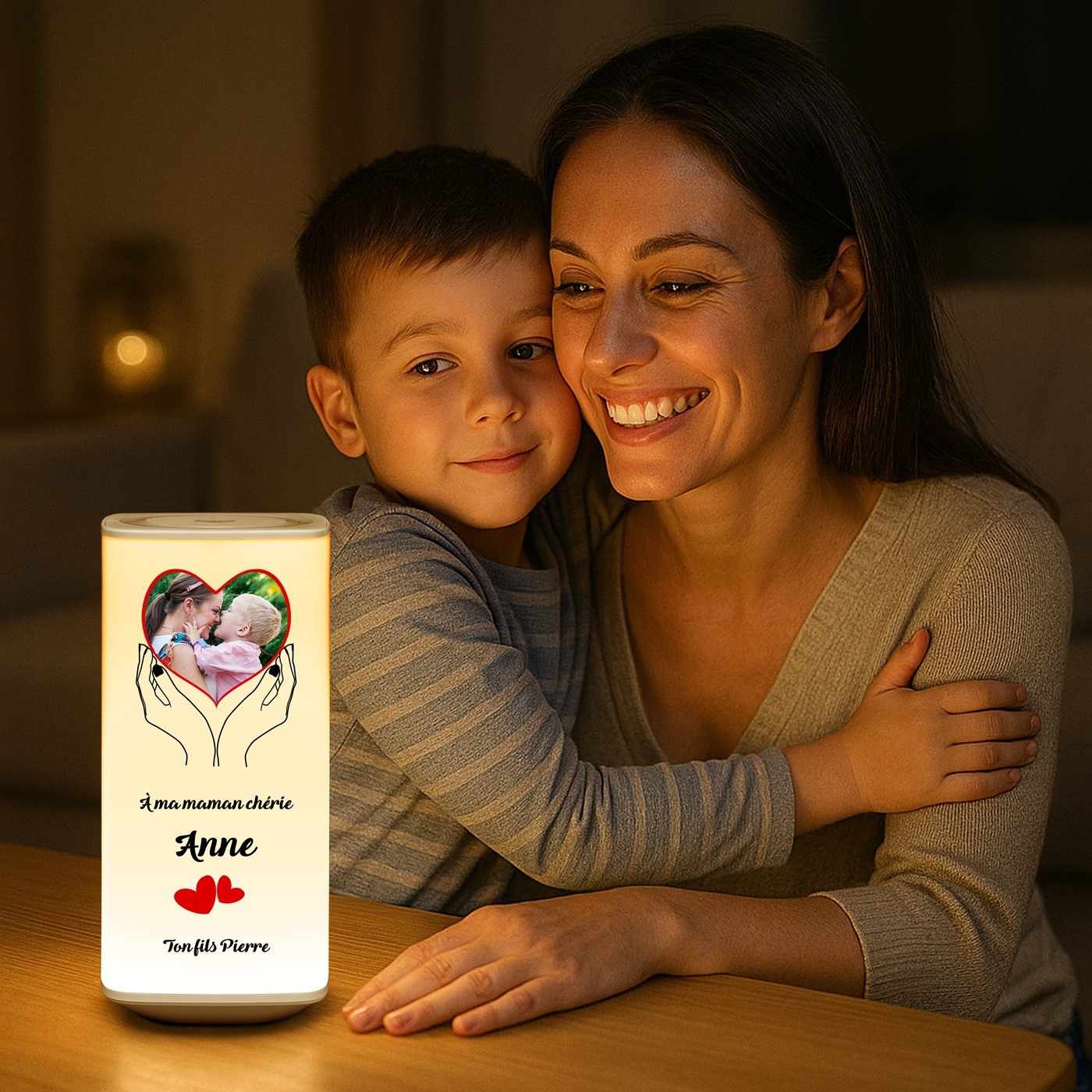 Lámpara de noche LED Murrano personalizada con foto para mamá