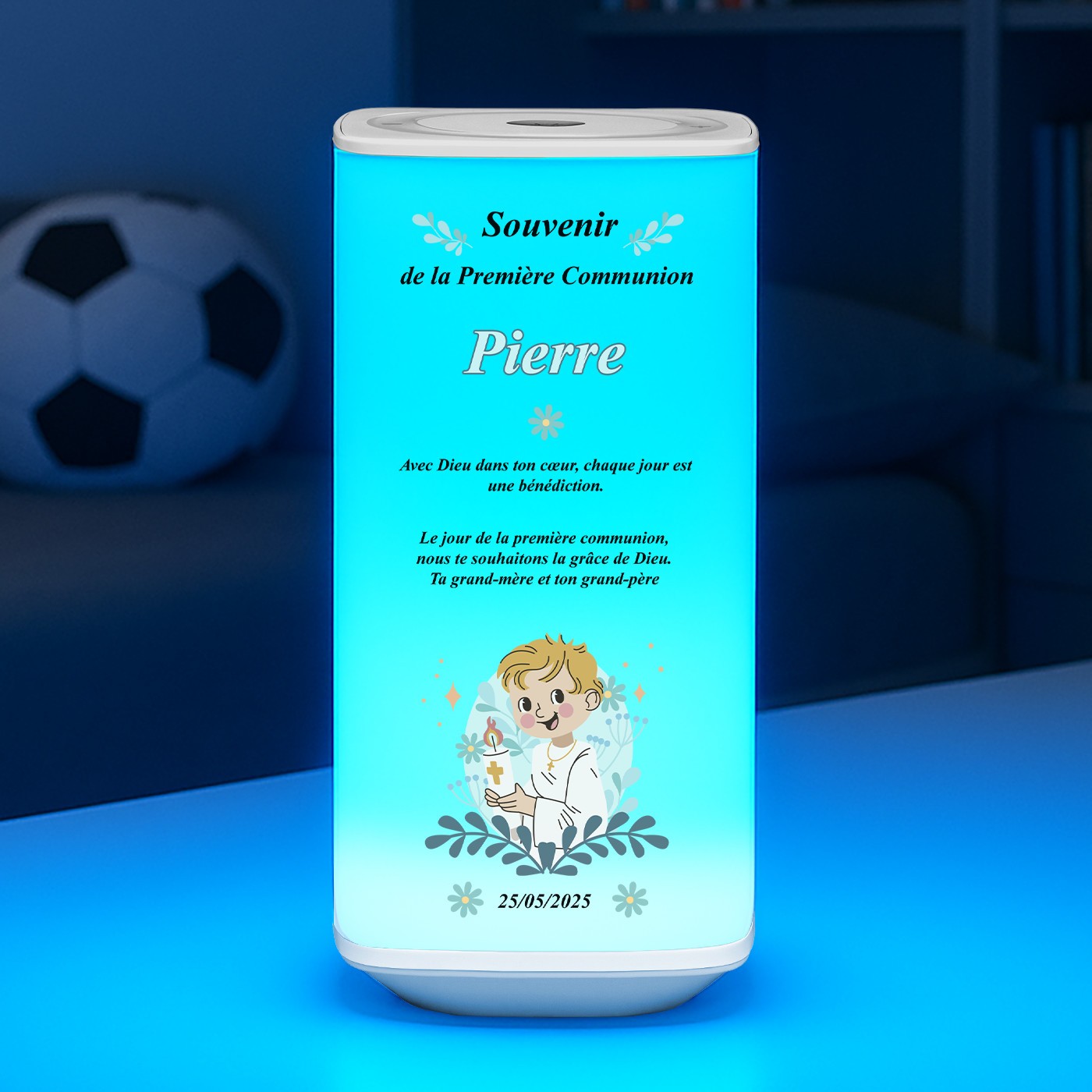 Lámpara de noche LED Murrano para primera comunión - Niño