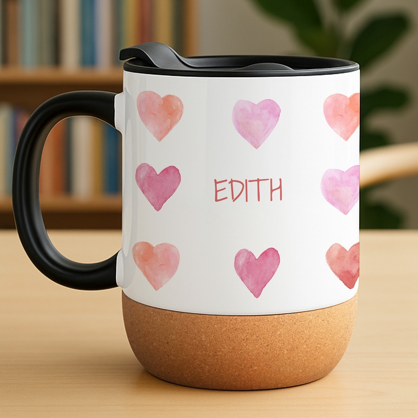 Taza de cerámica blanca Murrano con tapa para el Día de San Valentín