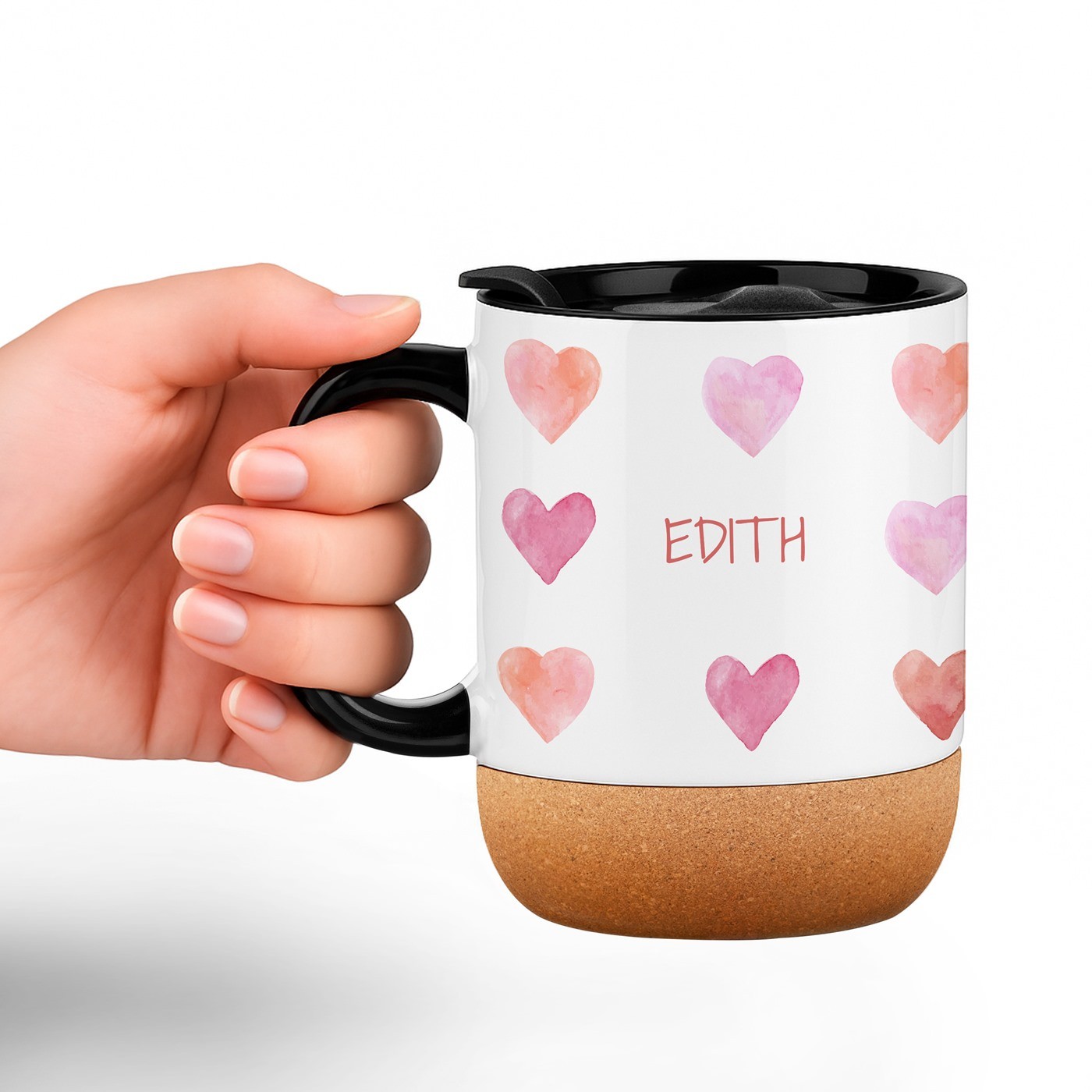 Taza de cerámica blanca Murrano con tapa para el Día de San Valentín