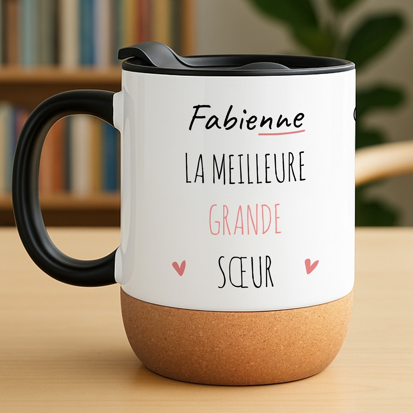 Mug de cerámica blanca Murrano con tapa para el cumpleaños de su hermana mayor