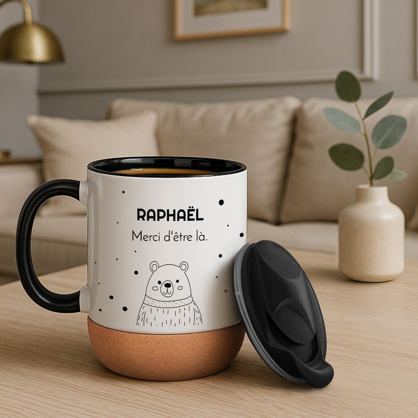 Mug de cerámica blanca Murrano con tapa para amigo o cónyuge de aniversario