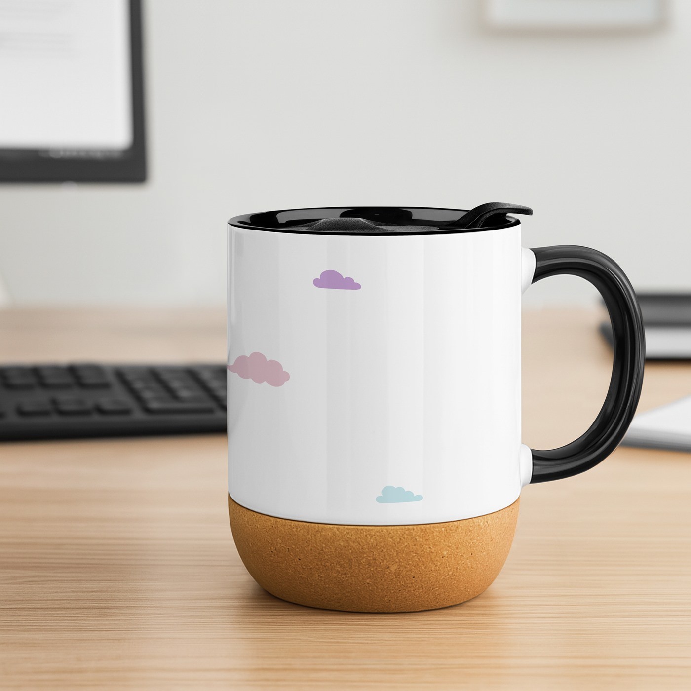 Taza de cerámica Murrano con tapa - Regalo de aniversario para pastelera blanca