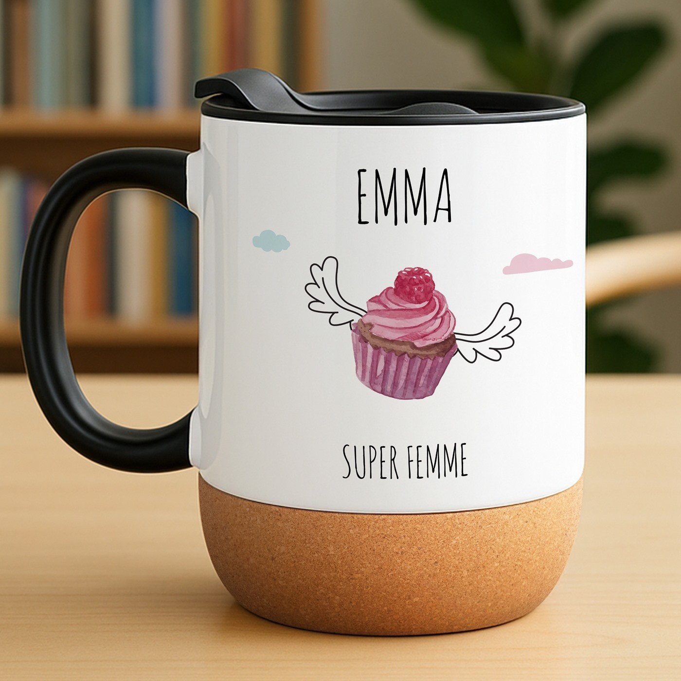 Taza de cerámica Murrano con tapa - Regalo de aniversario para pastelera blanca