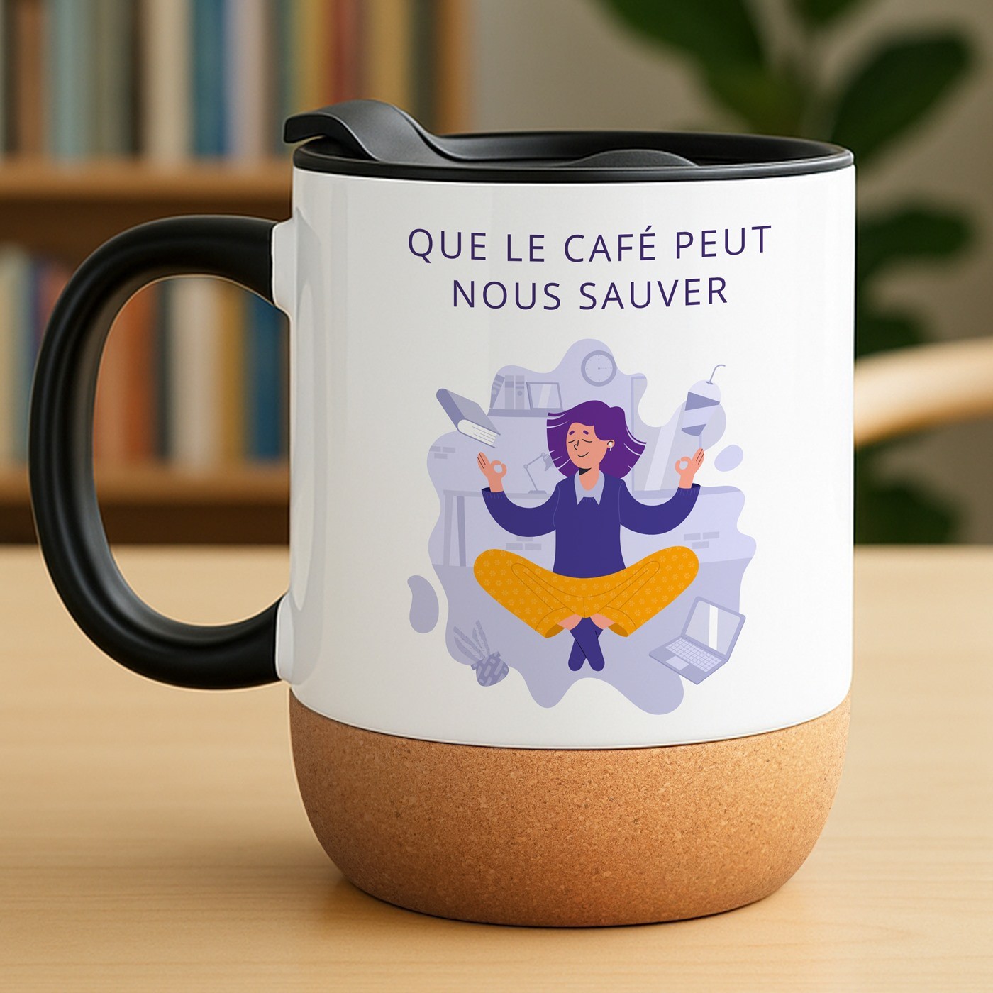 Mug de cerámica blanca Murrano con tapa para maestro al final del año