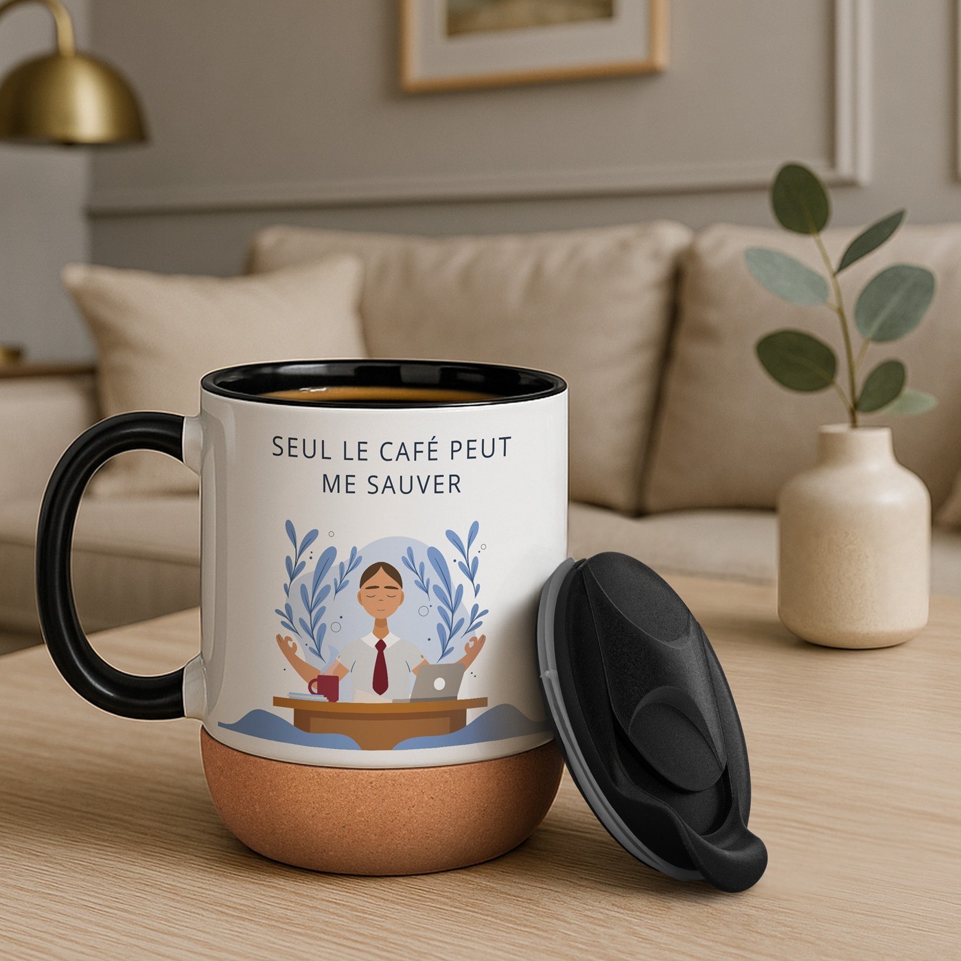 Taza de cerámica Murrano con tapa para maestro - Regalo de fin de año escolar