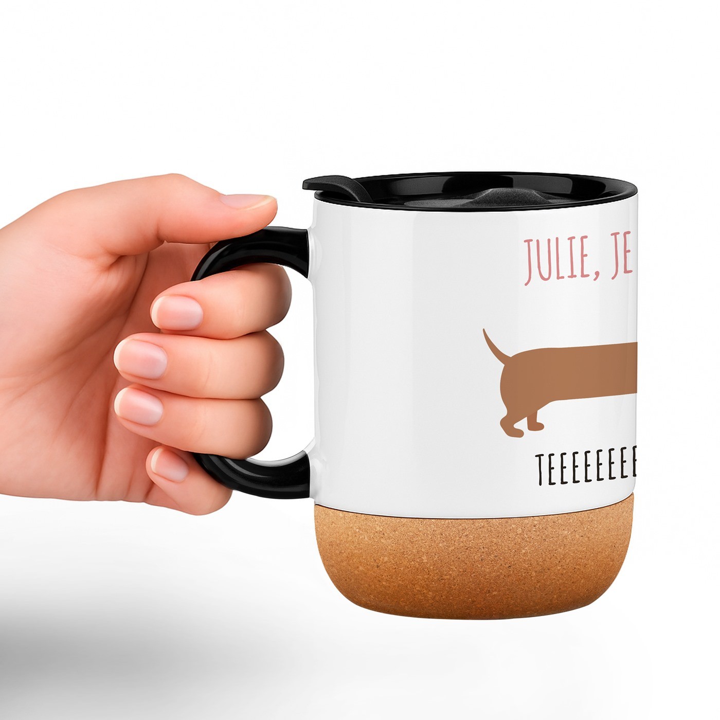 Mug de cerámica blanca Murrano con impresión y tapa para los amantes de los perros