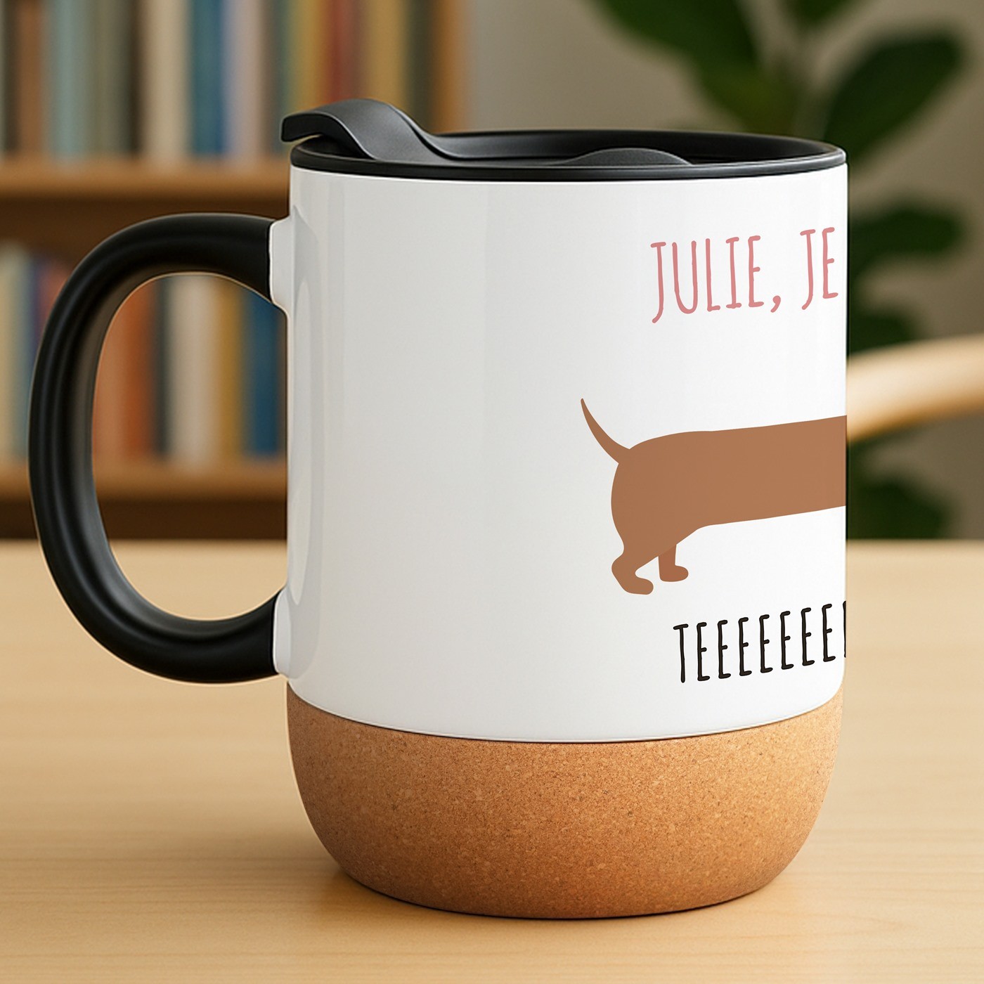 Mug de cerámica blanca Murrano con impresión y tapa para los amantes de los perros