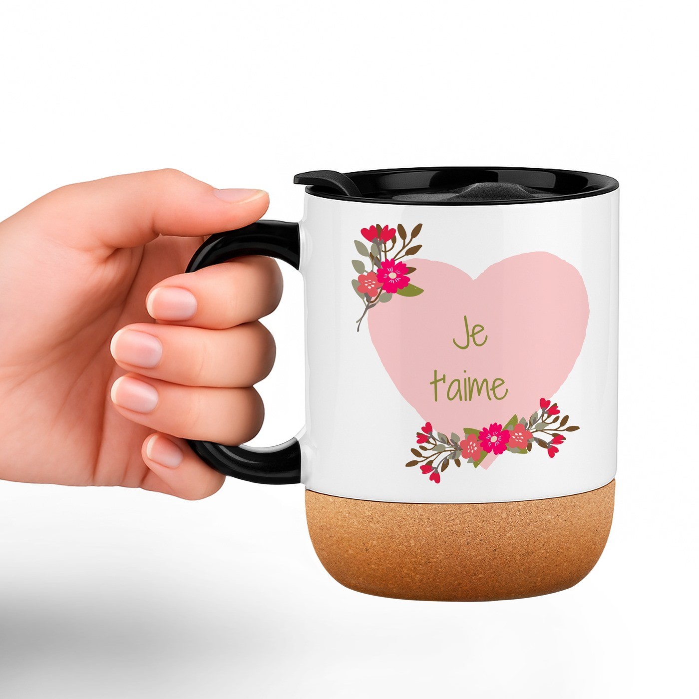 Murrano White Ceramic Mug with Lid for Anniversary Gift
