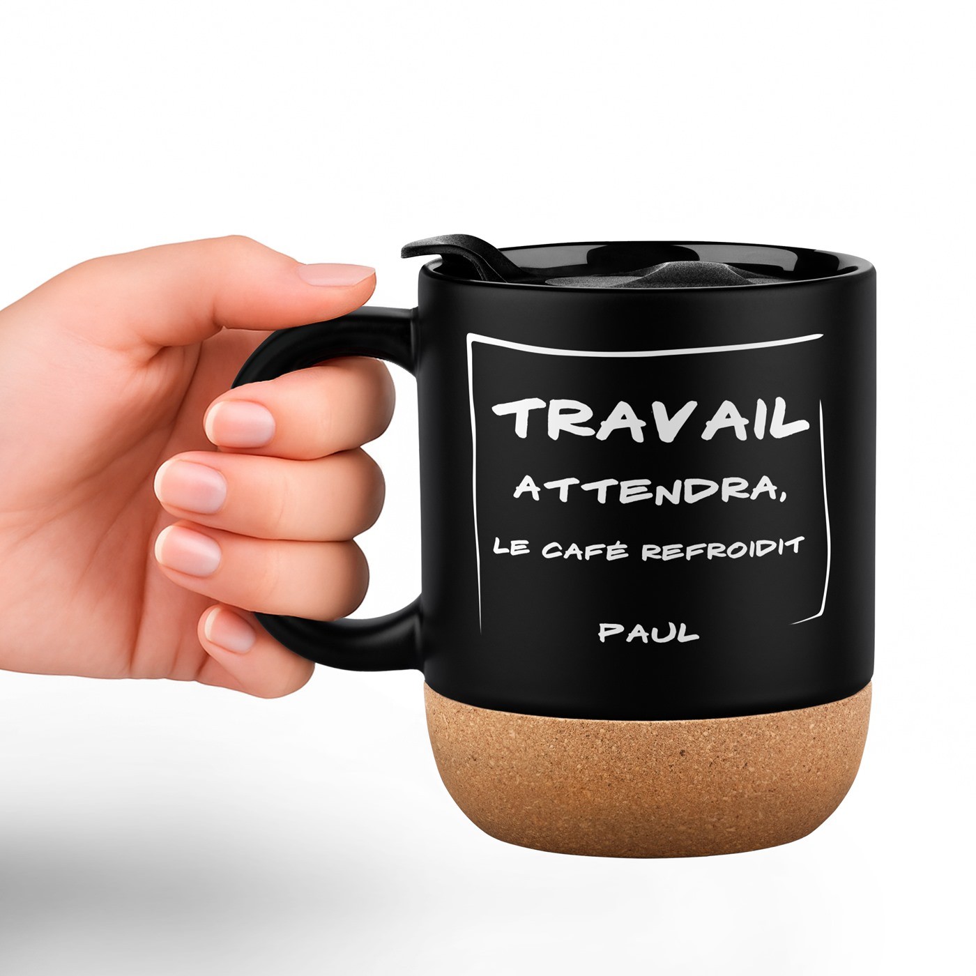 Mug de cerámica negra Murrano con tapa para amantes del café