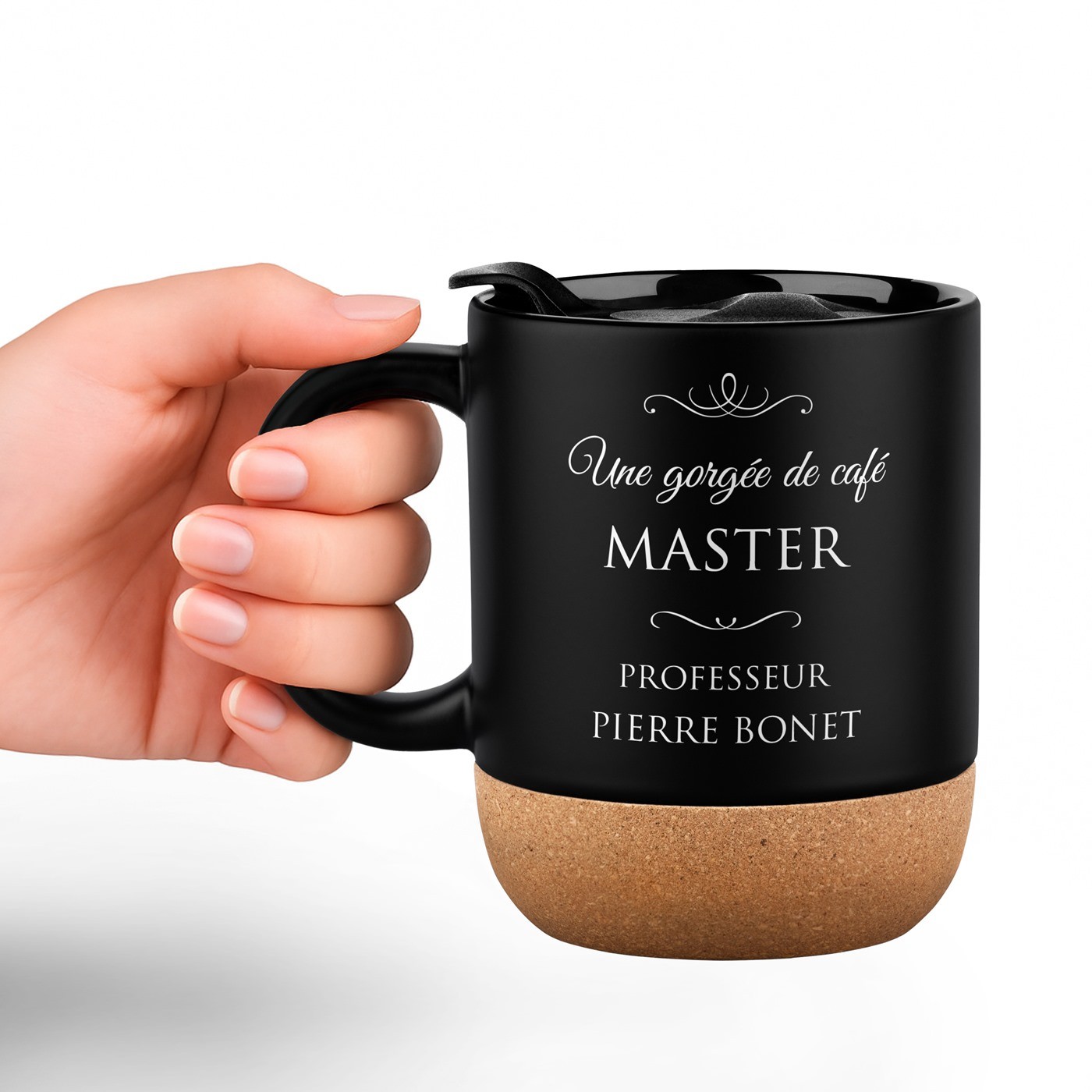 Murrano Black Mug with Print and Lid for Conference Givers