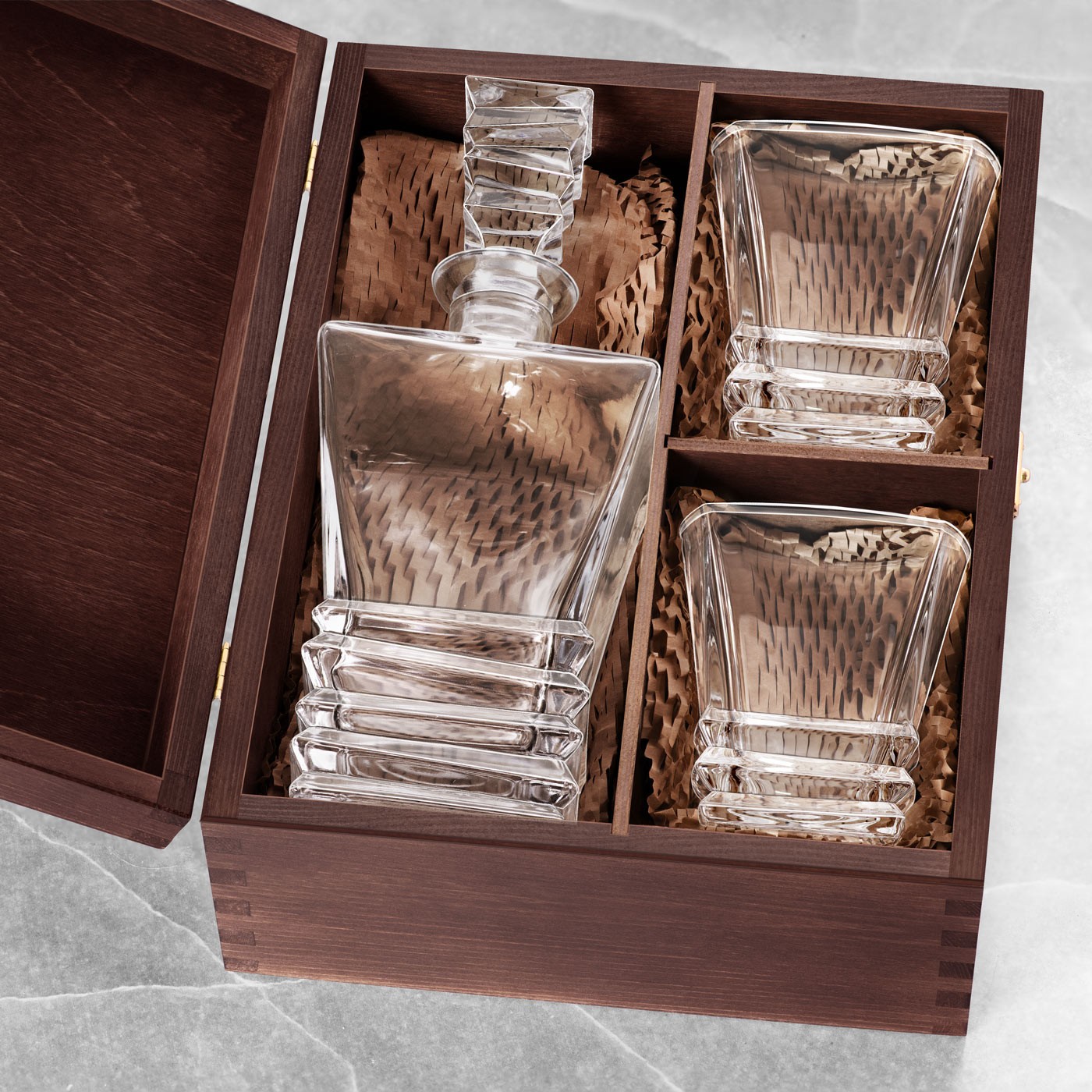 Caja de madera exclusiva Murrano para una jarra y 2 vasos + accesorio GRATIS