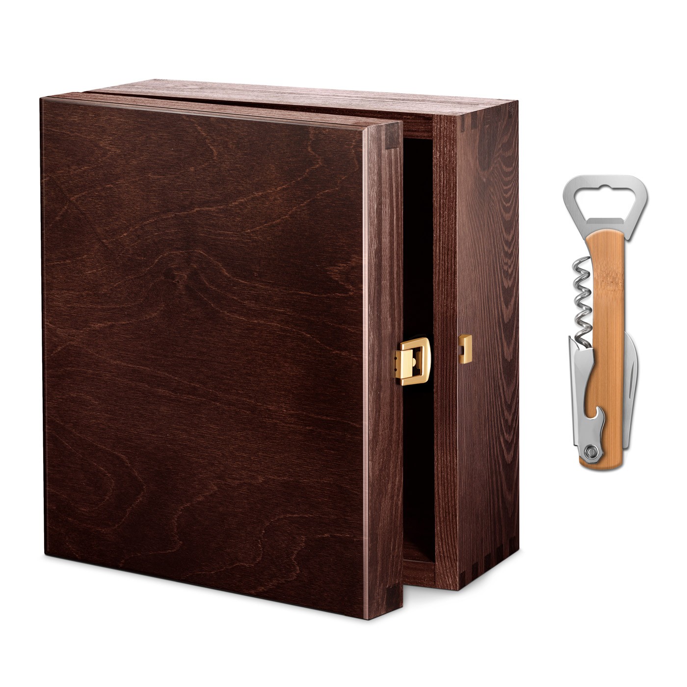 Murrano Exclusive Wood Box for 2 Wine Glasses + FREE Accessory