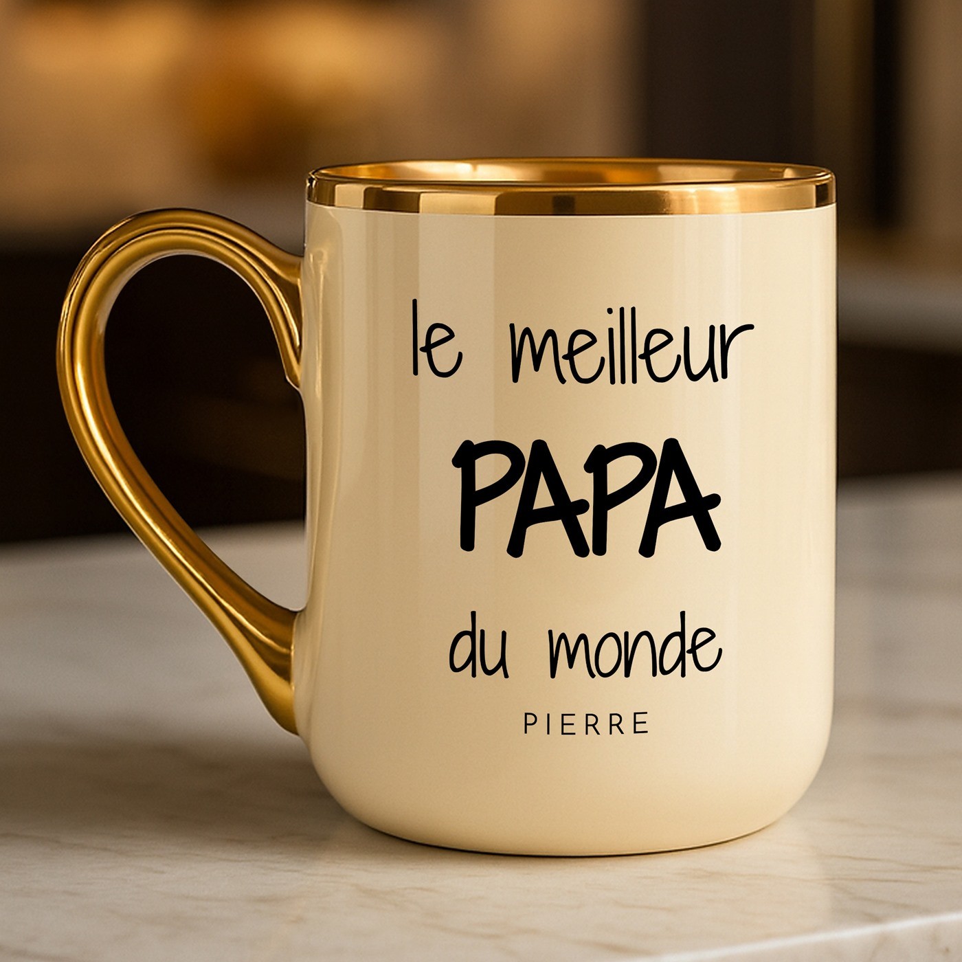 Mug de cerámica Murrano con borde y asa dorados para el Día del Padre