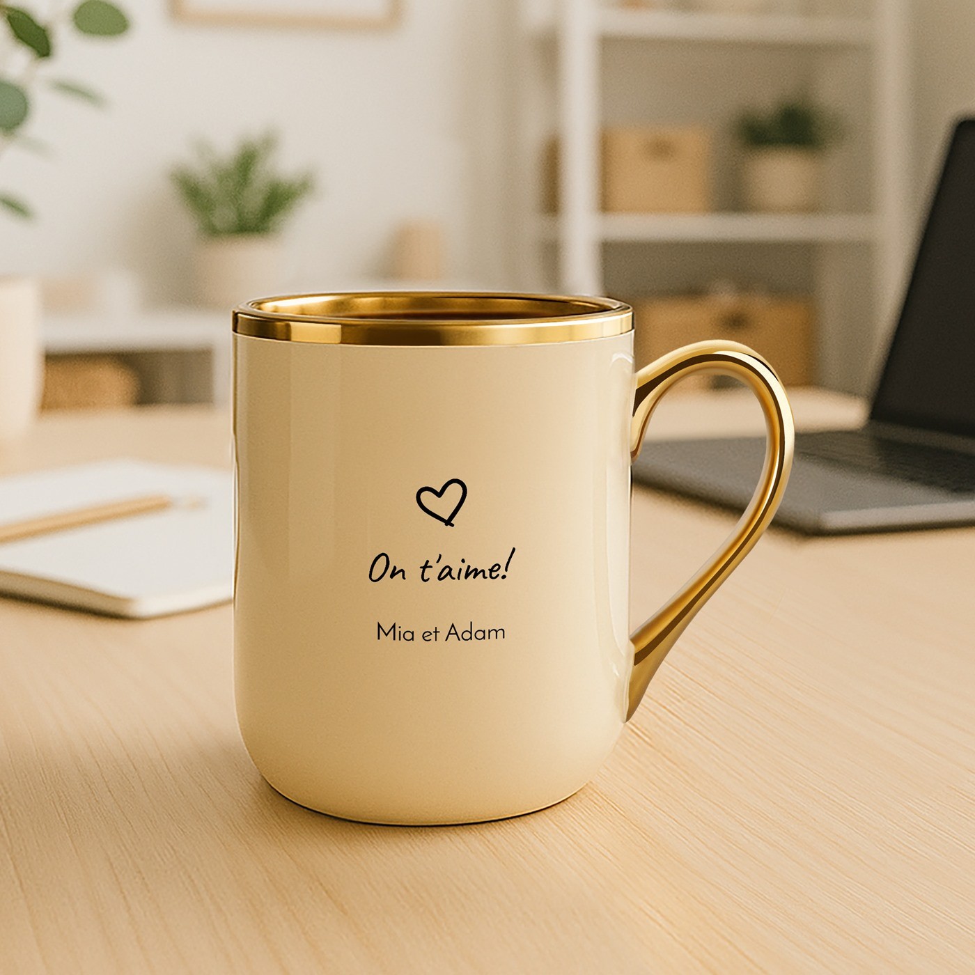 Mug de cerámica Murrano con borde y asa dorados para el Día del Padre