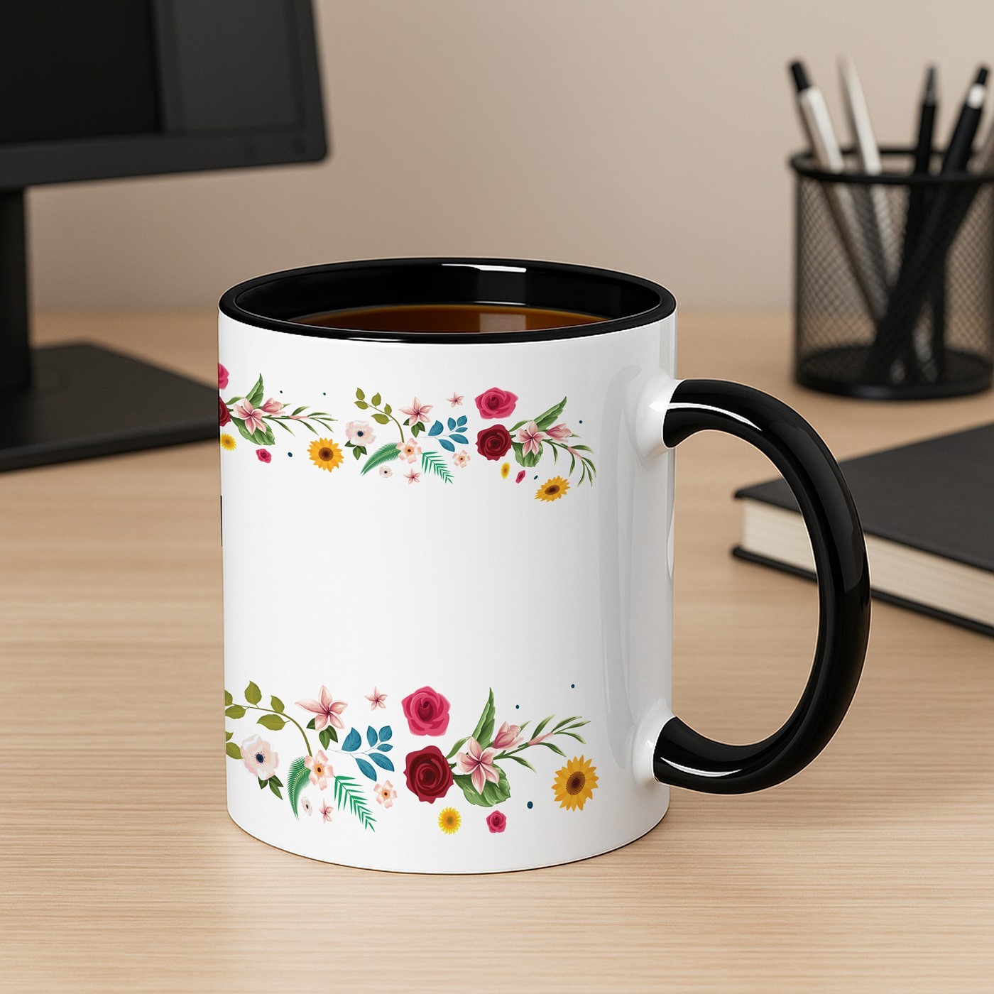 Mug de cerámica blanca y negra personalizado de Murrano para una amiga - Regalo de agradecimiento