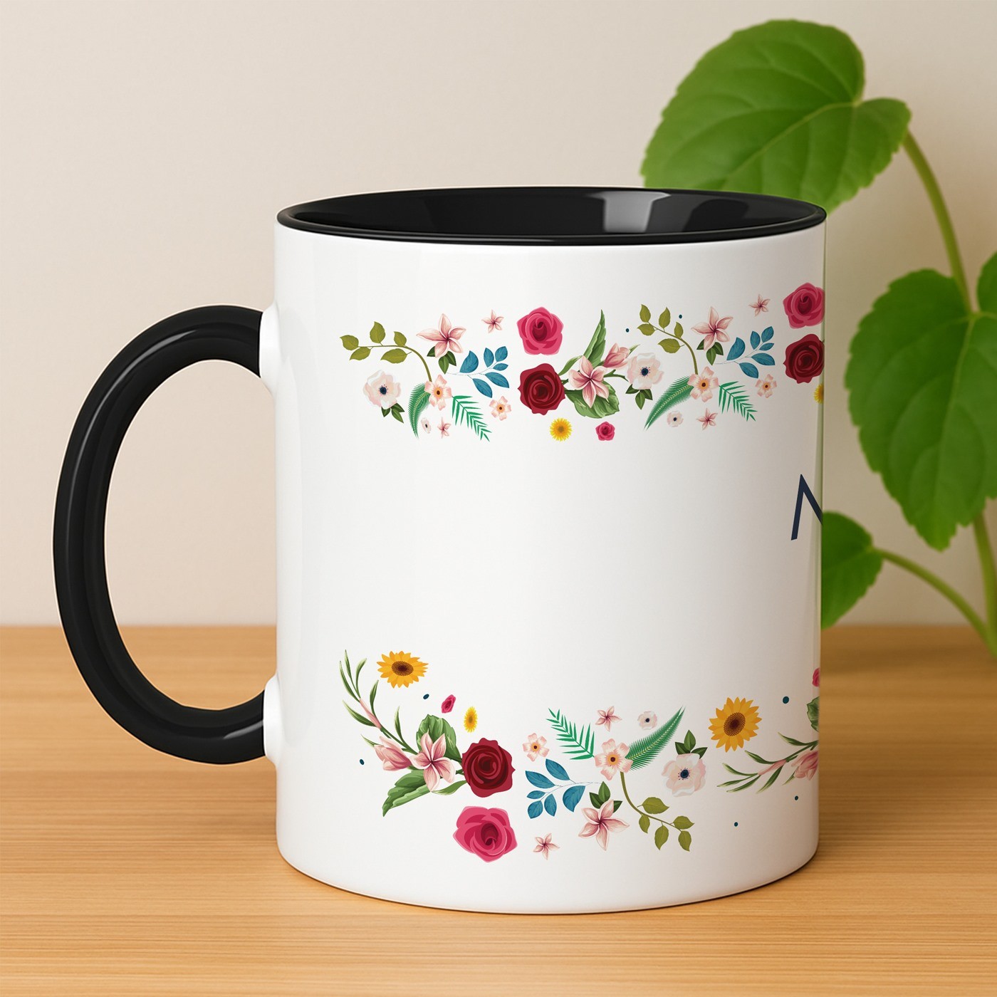 Mug de cerámica blanca y negra personalizado de Murrano para una amiga - Regalo de agradecimiento