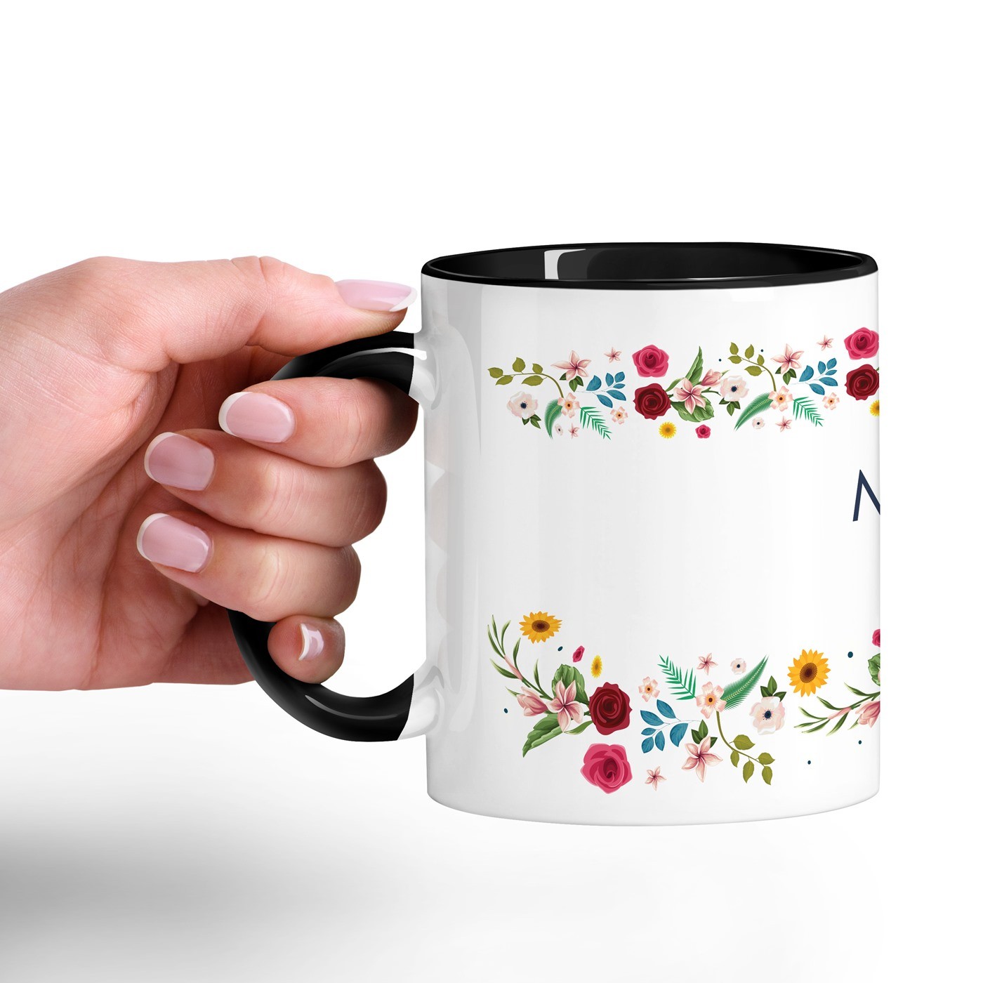 Mug de cerámica blanca y negra personalizado de Murrano para una amiga - Regalo de agradecimiento