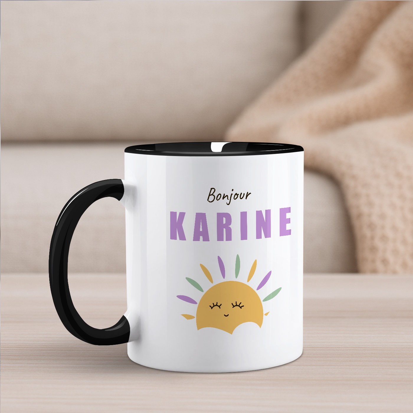Mug de cerámica Murrano - Personalizado blanco y fondo negro para el cumpleaños de una mujer
