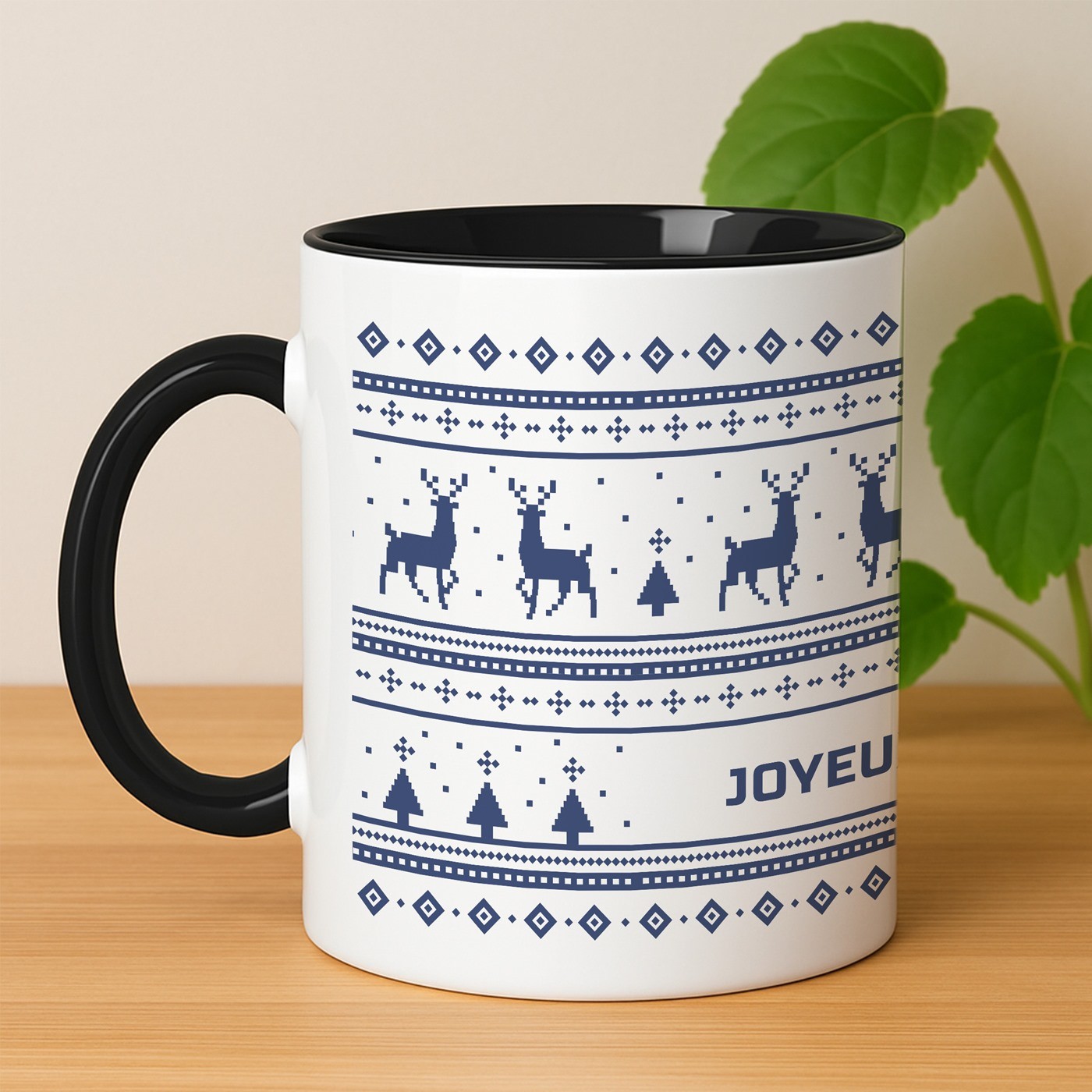 Mug de cerámica Murrano - Personalizado para mamá, blanco y negro, 330 ml
