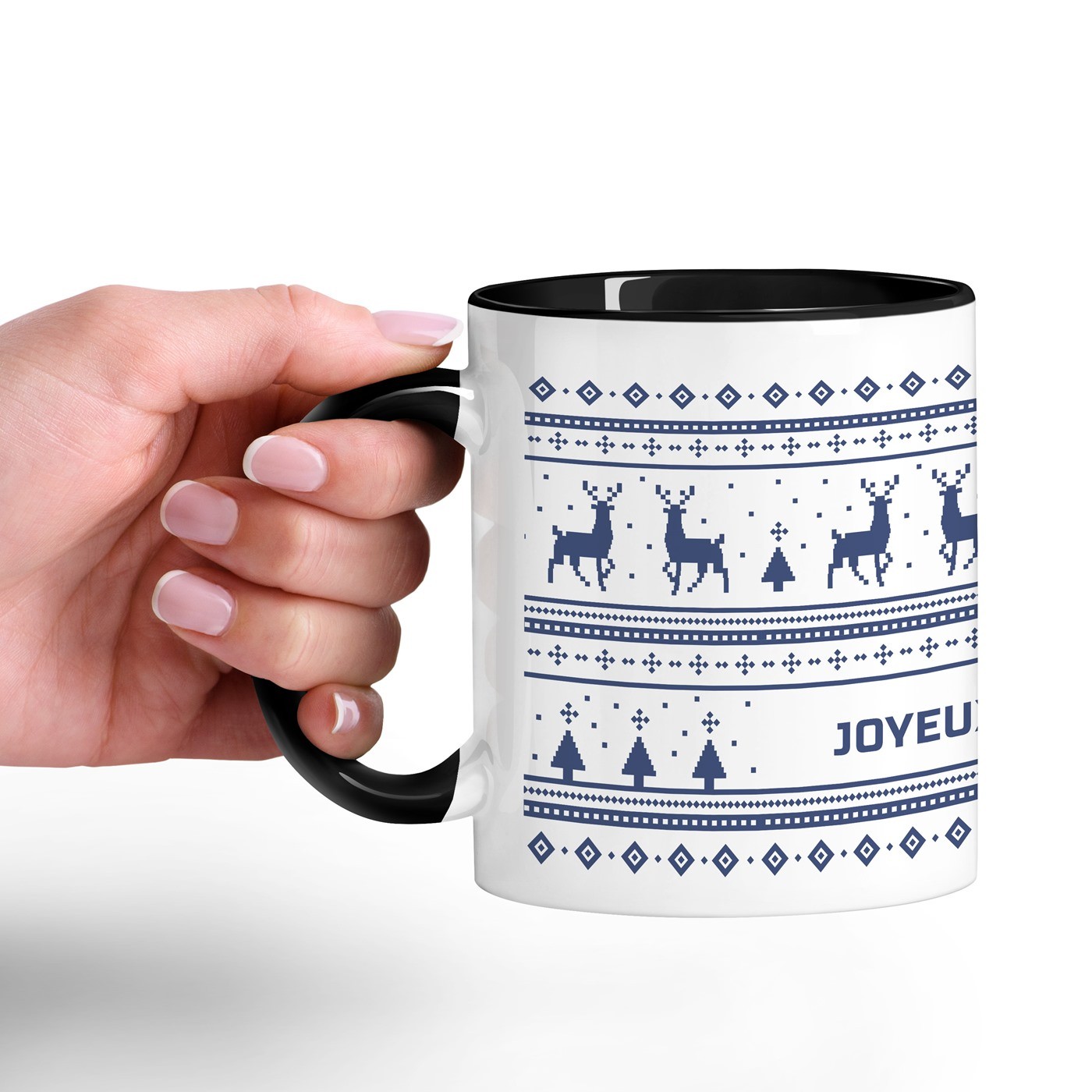 Mug de cerámica Murrano - Personalizado para mamá, blanco y negro, 330 ml