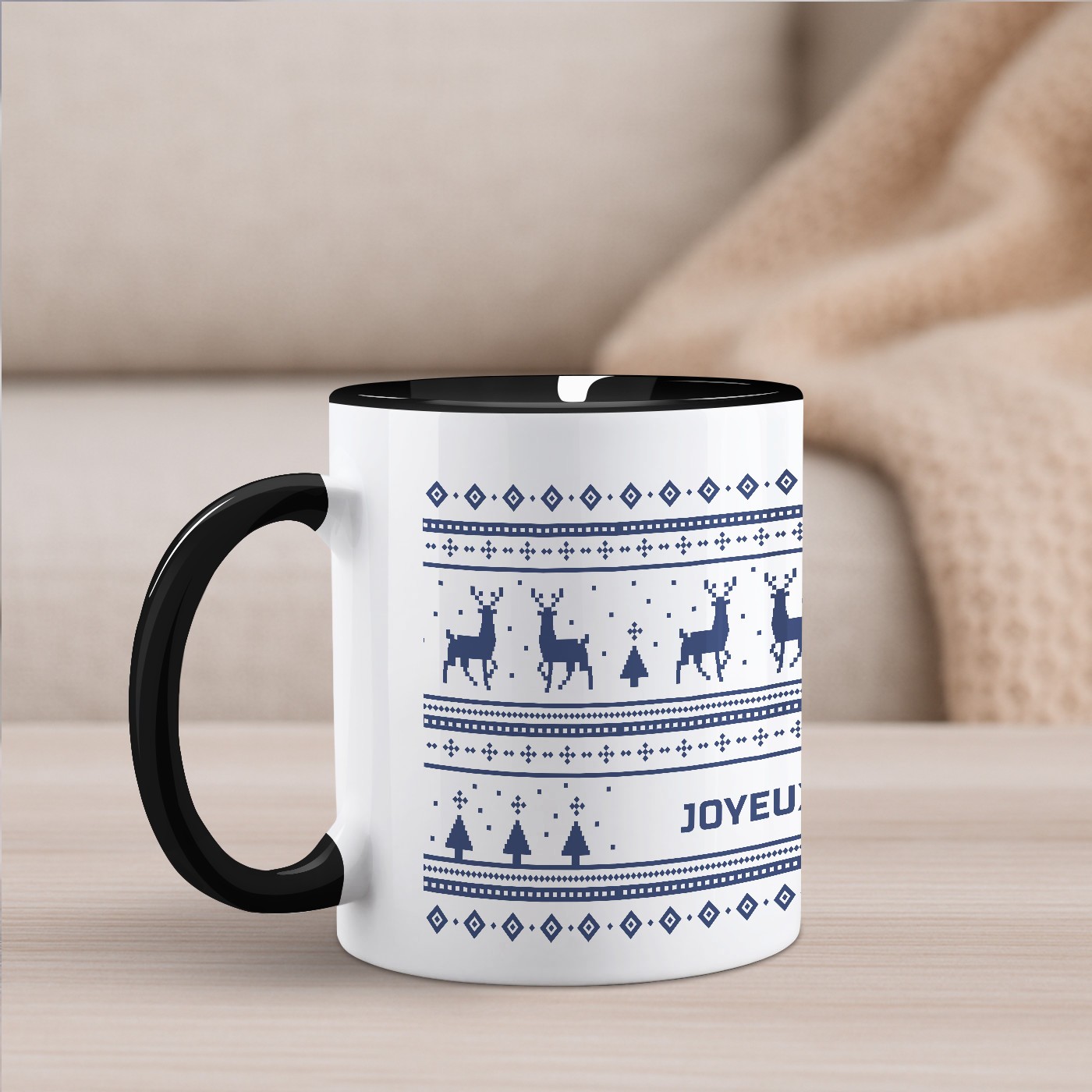 Mug de cerámica Murrano - Personalizado para mamá, blanco y negro, 330 ml