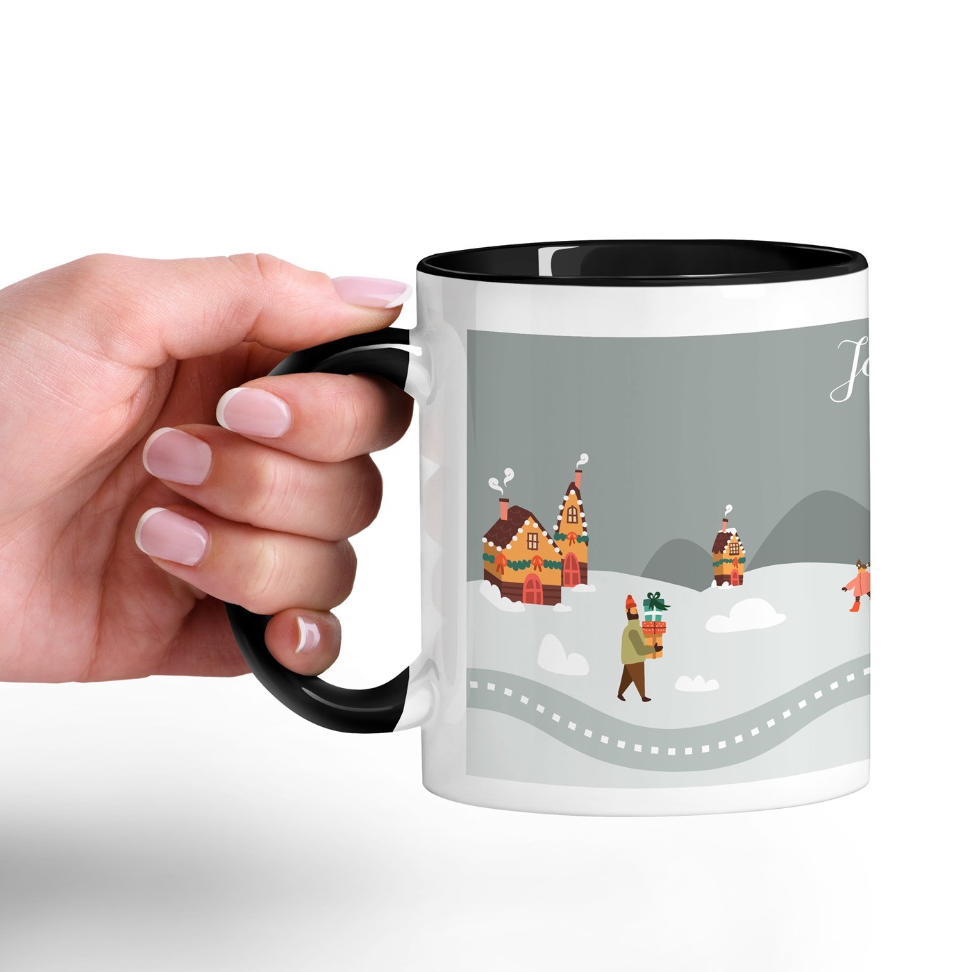 Mug de cerámica Murrano - Blanco con base negra y personalización para ella