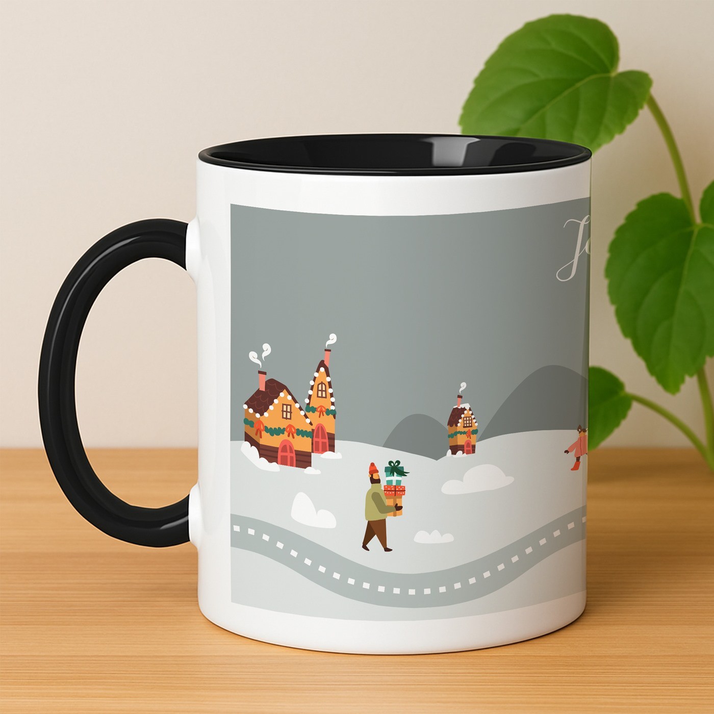 Mug de cerámica Murrano - Blanco con base negra y personalización para ella