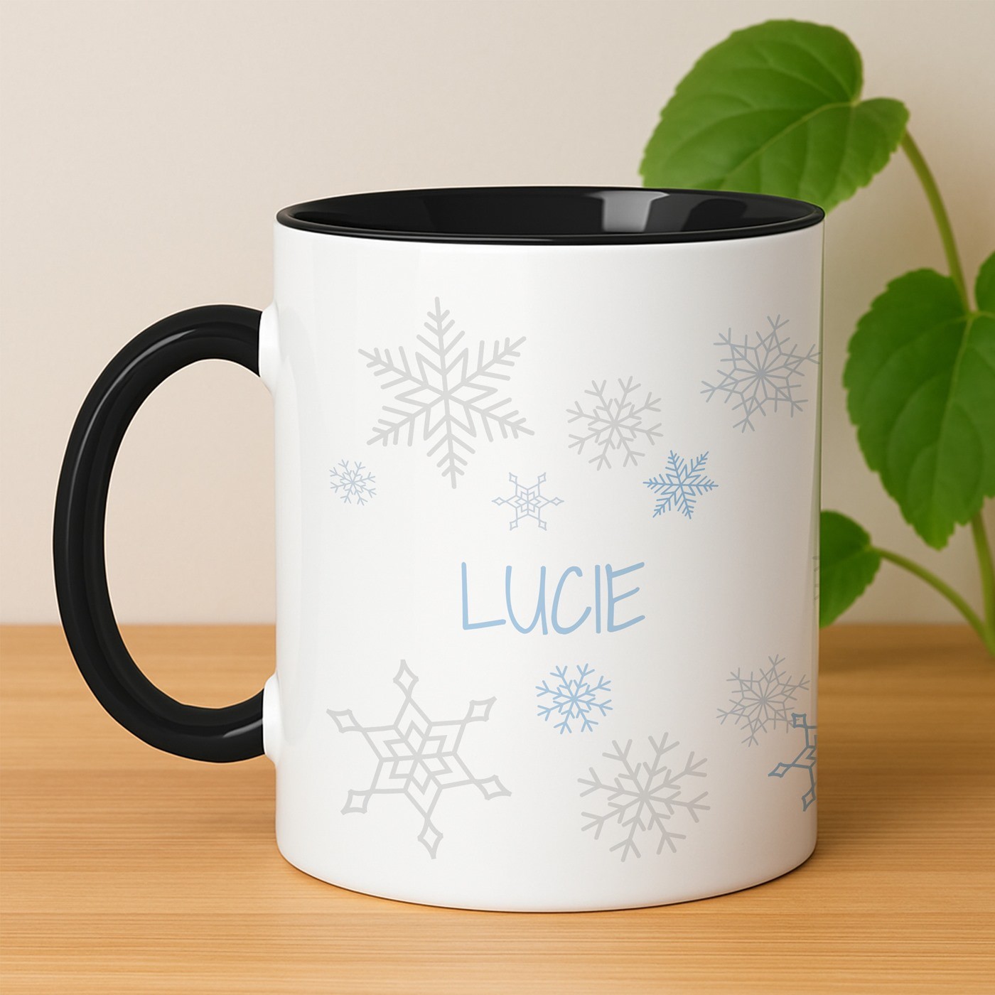 Mug de cerámica blanca personalizada con base negra para esposa por Navidad - Murrano