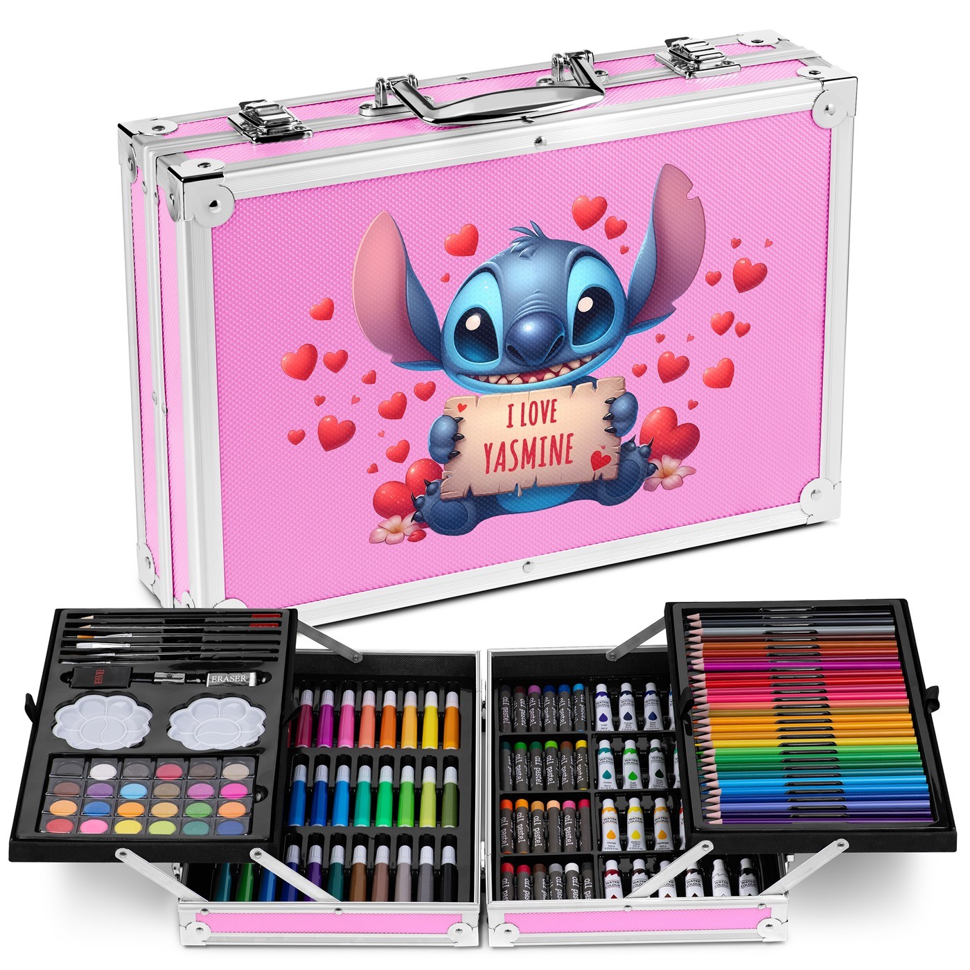 Murrano Personalized Pink Coloring Case with Stitch for Girl's Birthday