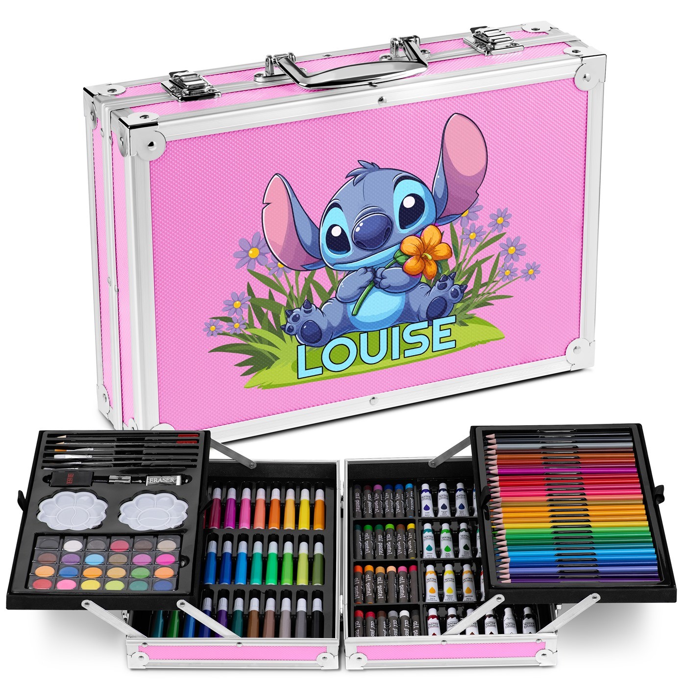 Murrano Personalized Pink Coloring Case with Stitch for Granddaughter's Birthday