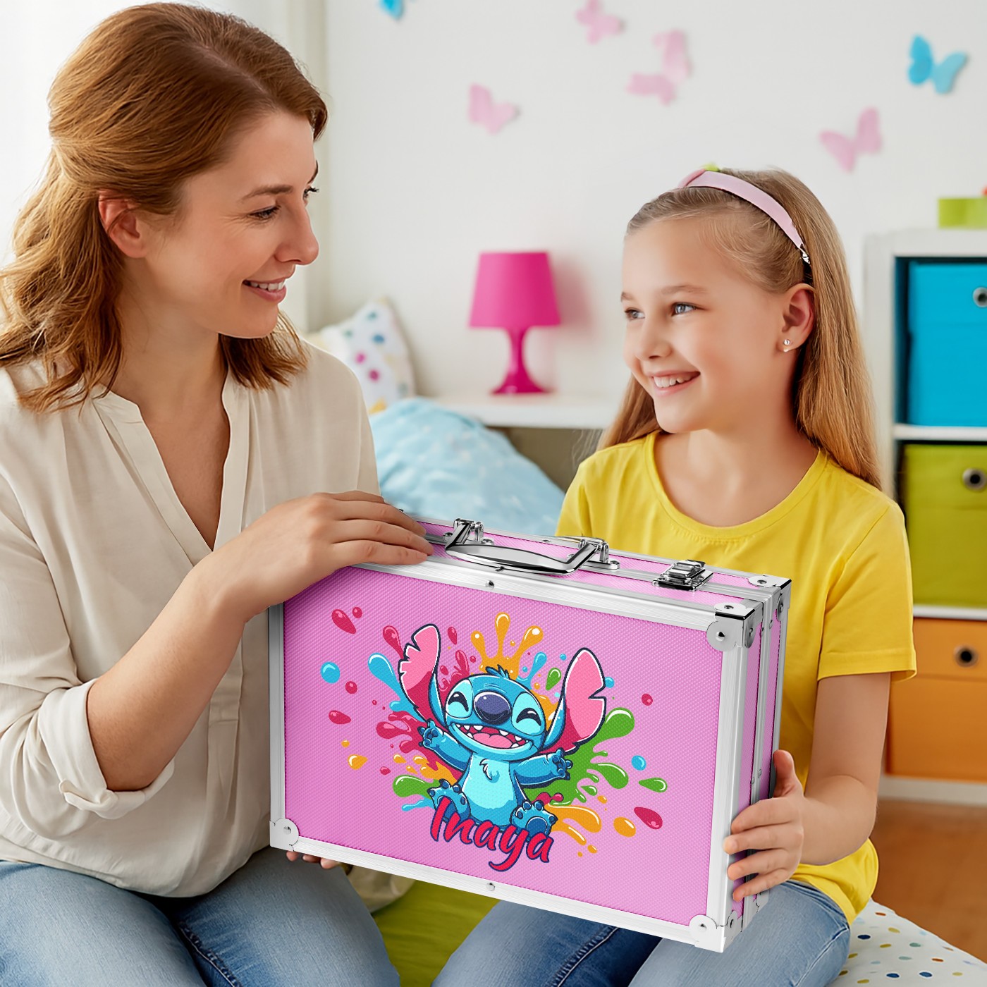 Estuche de dibujo personalizada Murrano - Rosa con bordado para el cumpleaños de una niña