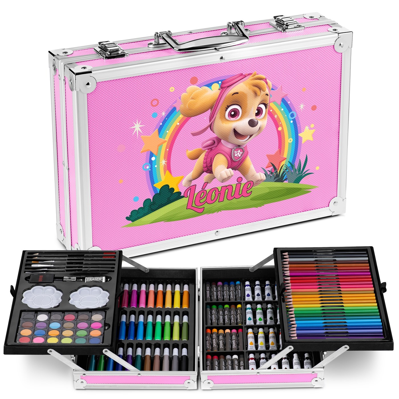 Murrano Personalized Drawing Case with Skye from Pat's Patrol for a Goddaughter on Saint Nicholas Day