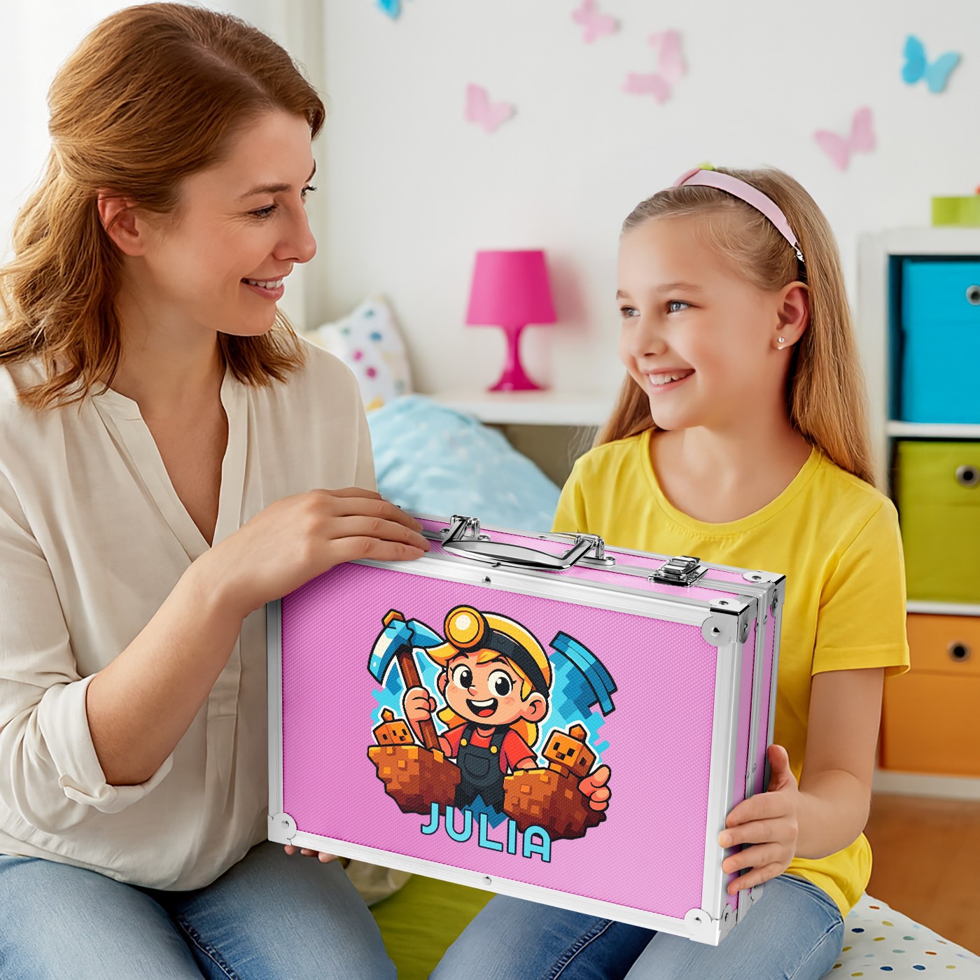 Murrano Personalized Coloring Case with Minecraft for Granddaughter, St. Nicholas Gift