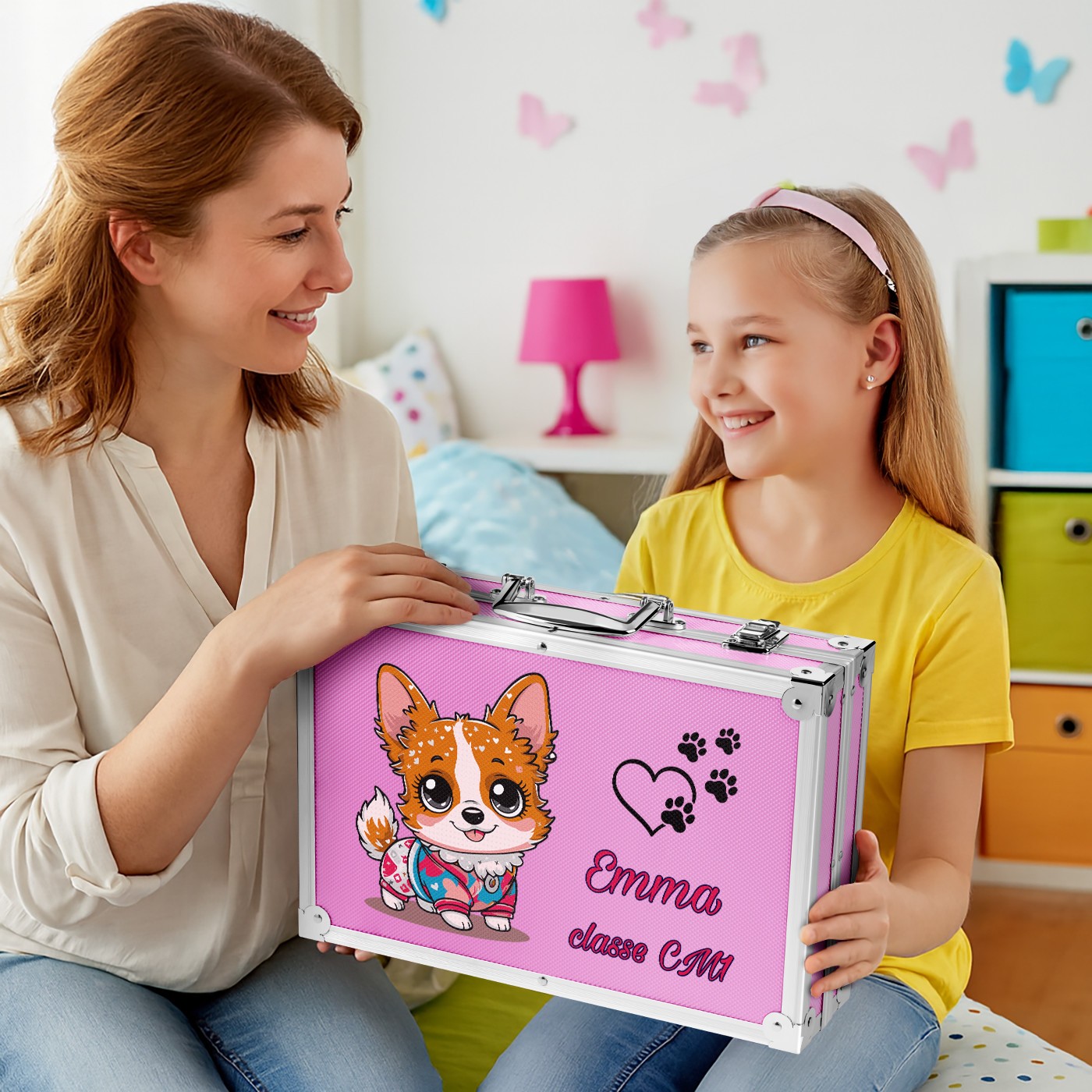 Estuche de dibujo personalizado rosa Murrano para sobrina de regreso a clases