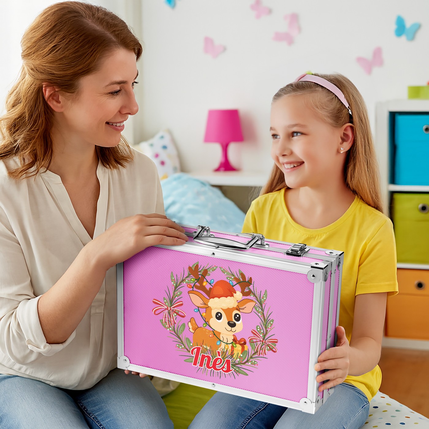 Murrano Personalized Pink Coloring Case for Granddaughter at Christmas