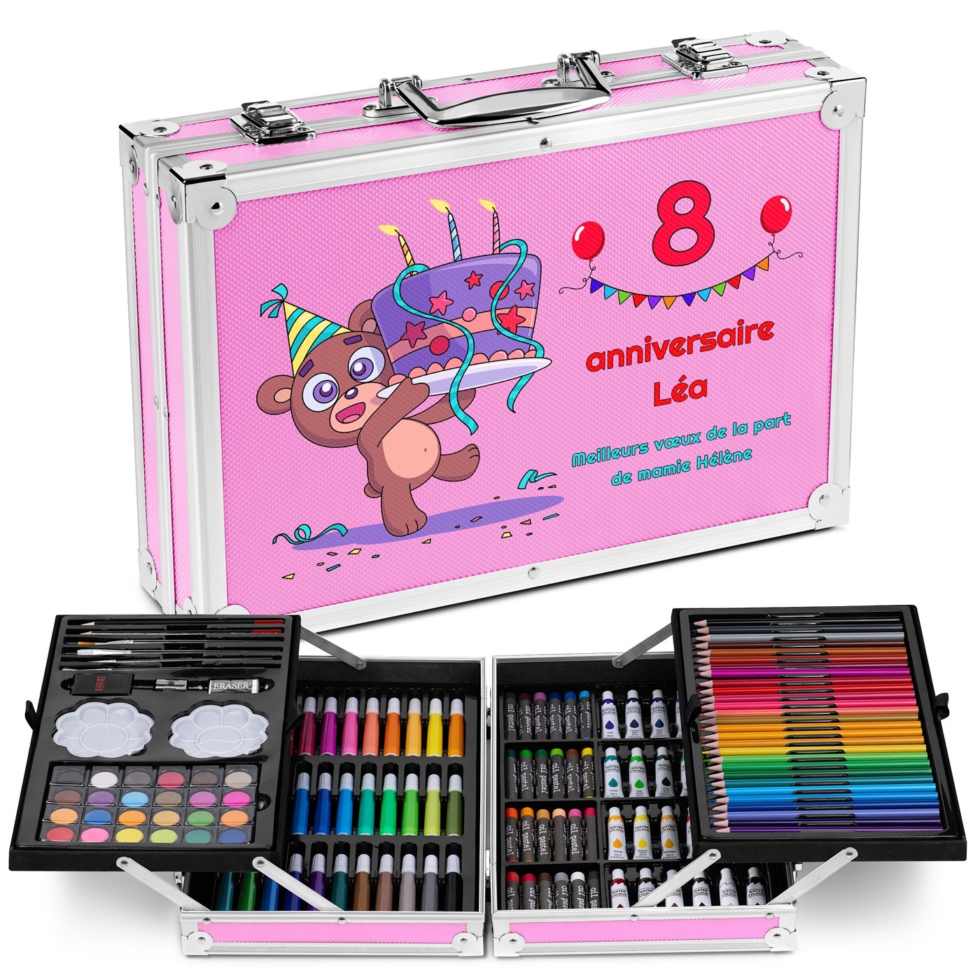 Murrano Personalized Pink Drawing Case for an 8th Birthday